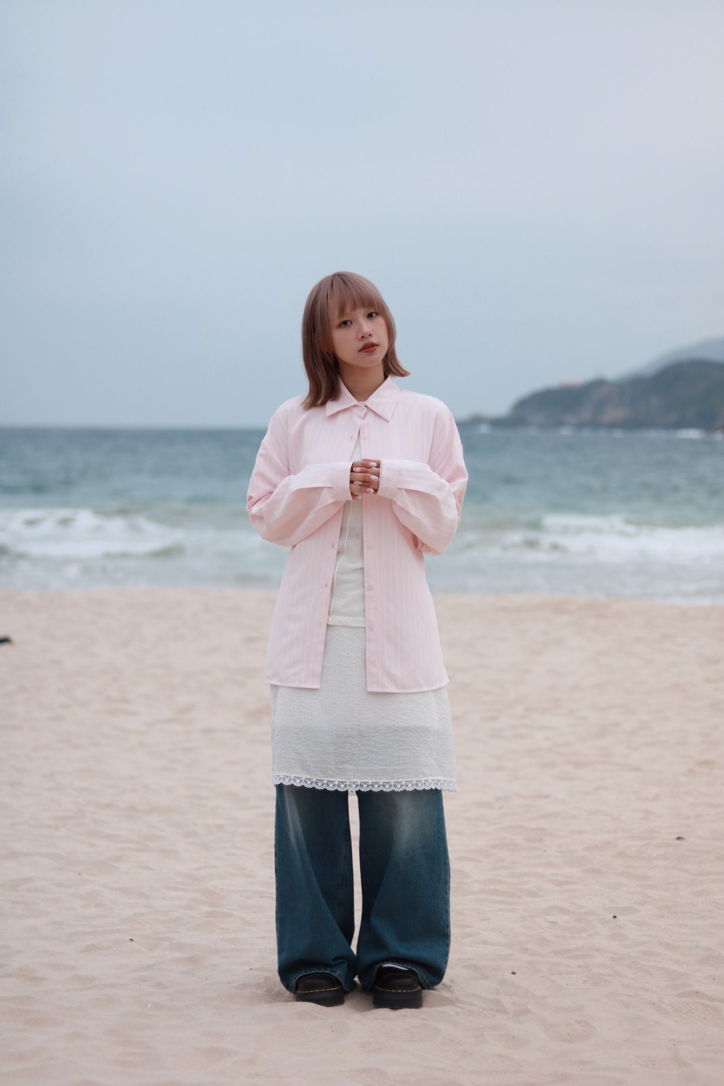 Relaxed Belt Shirt (Pink)