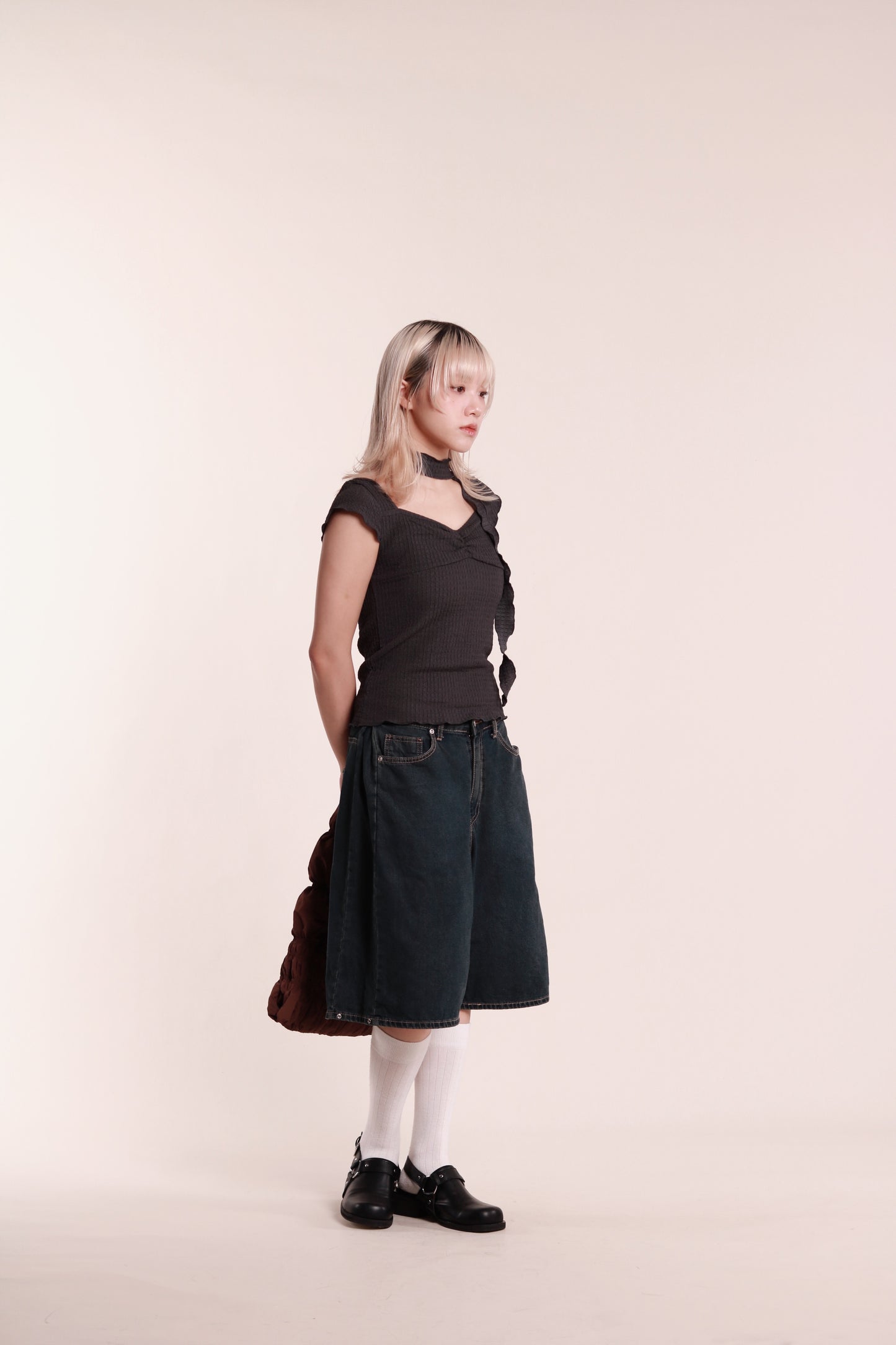 Gathered Tee Set (Charcoal)