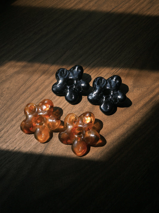 Flower Earrings (Black/Brown)