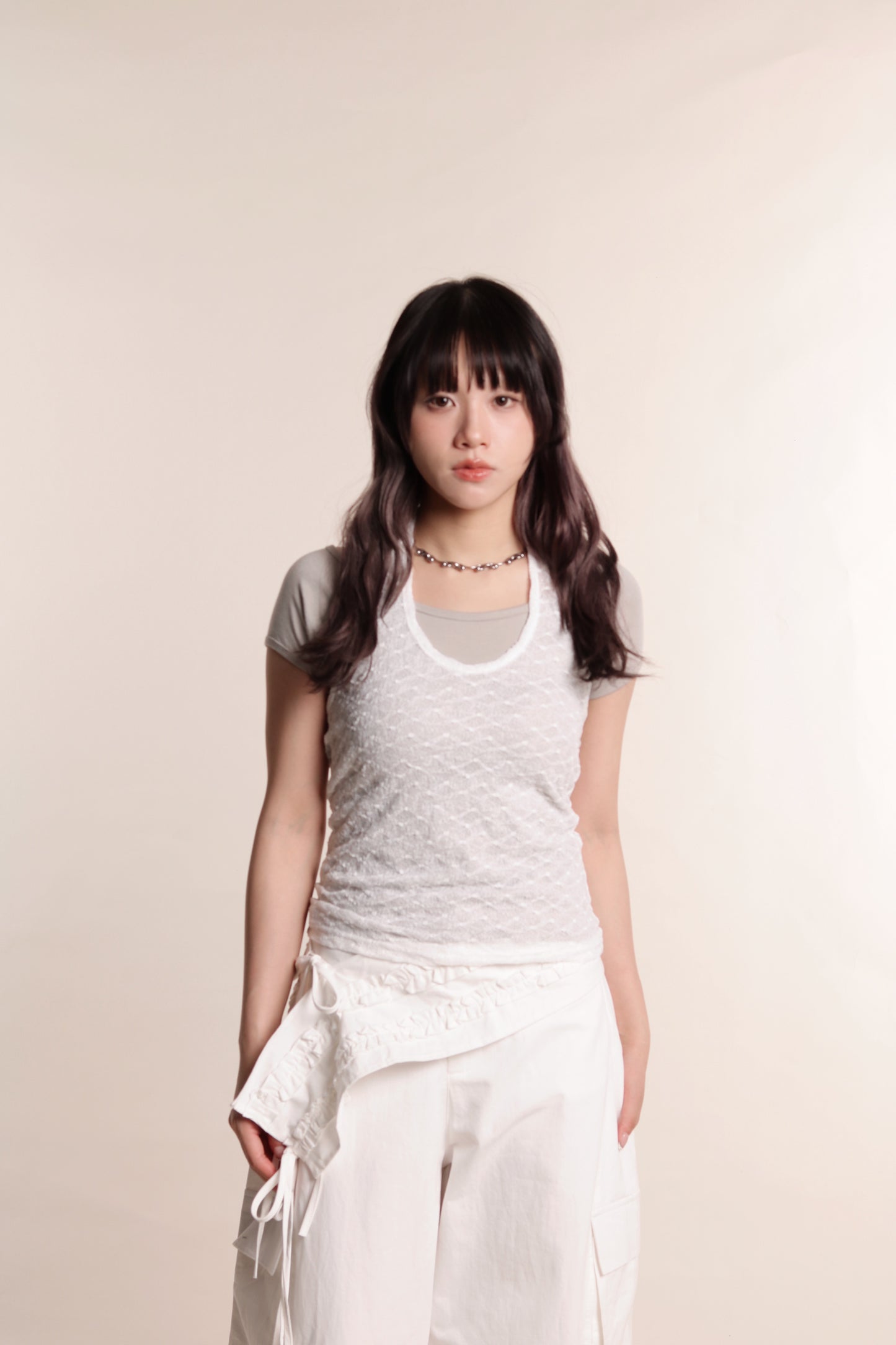 Layered Halter Top Set (White)