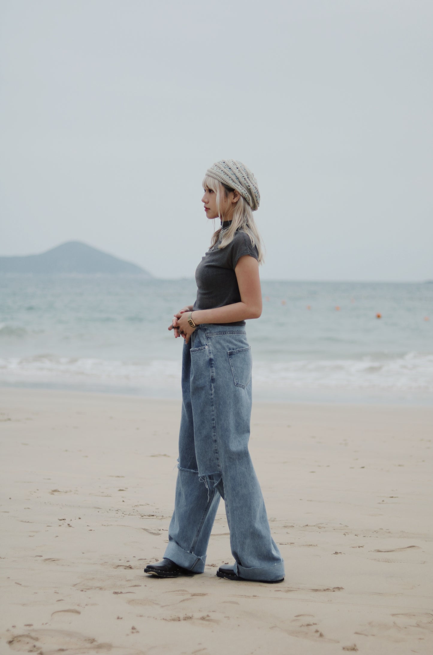 Cap Sleeve Mock Neck Top (Brown)