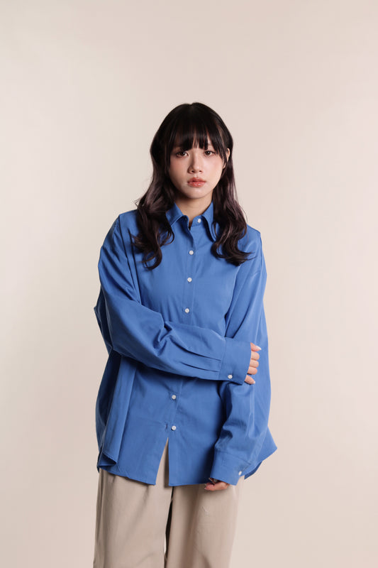 Oversized Boyfriend Shirt (Blue)