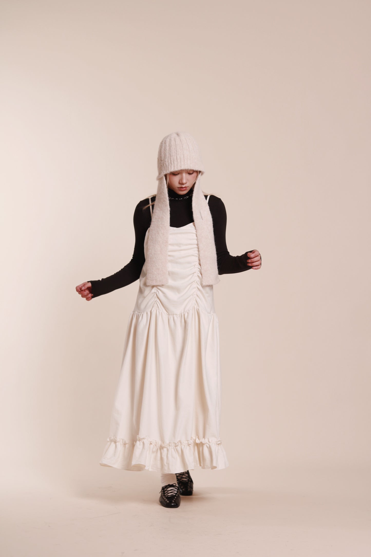 Doll Knit Scarf Flight Cap (Ivory)