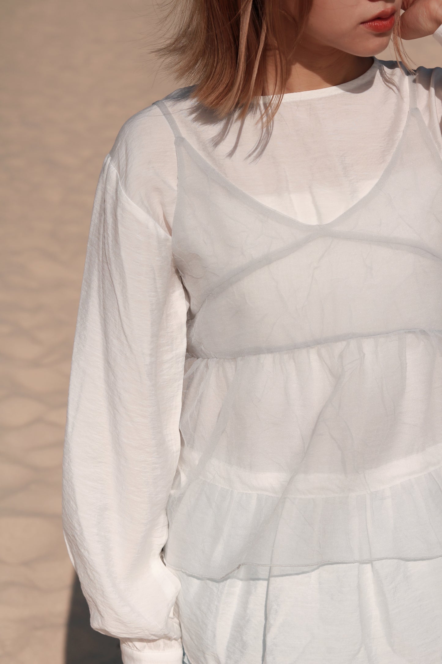 Doll Ribbon Sleeveless Top (Sky)