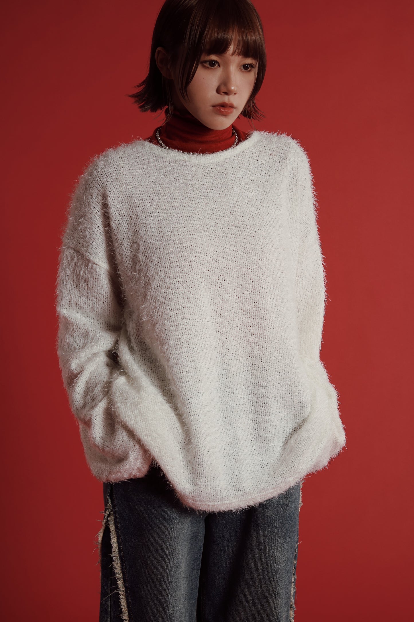 Fluffy Oversize Top (White)