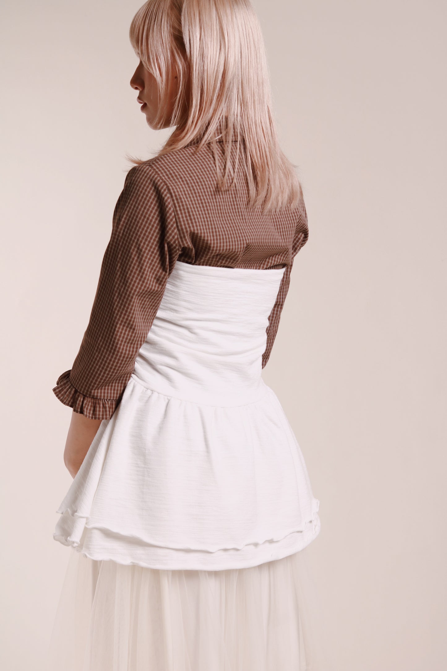 Ruffle Tube Mini Dress (White)