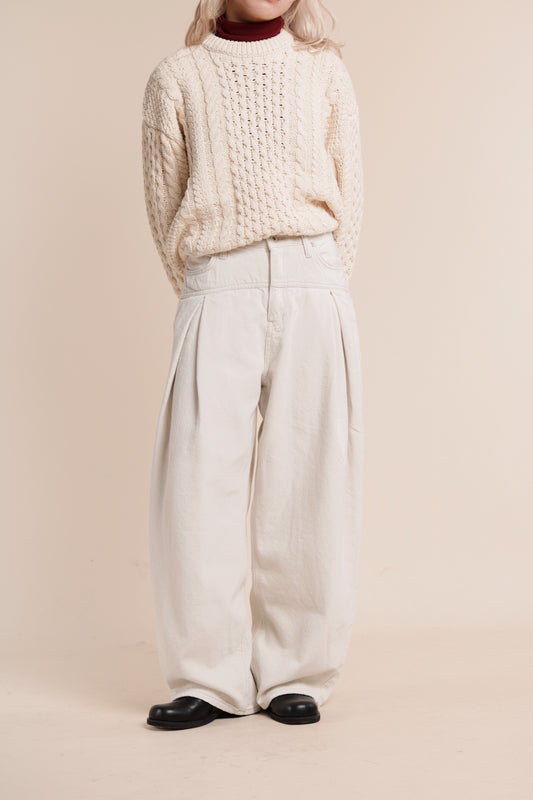 Nolan Pleat Pants (White)
