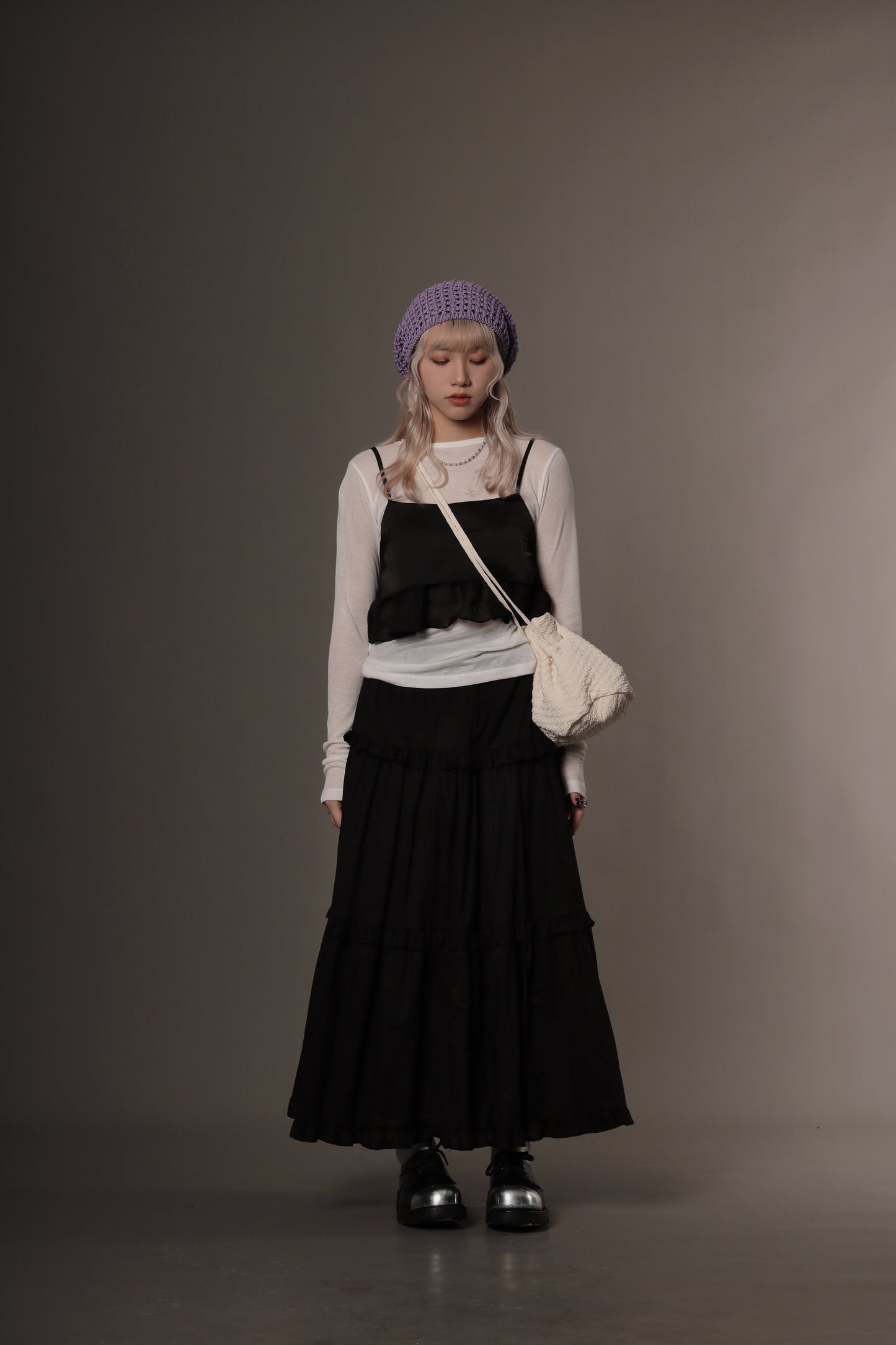 Satin Ruffle Top (Black)