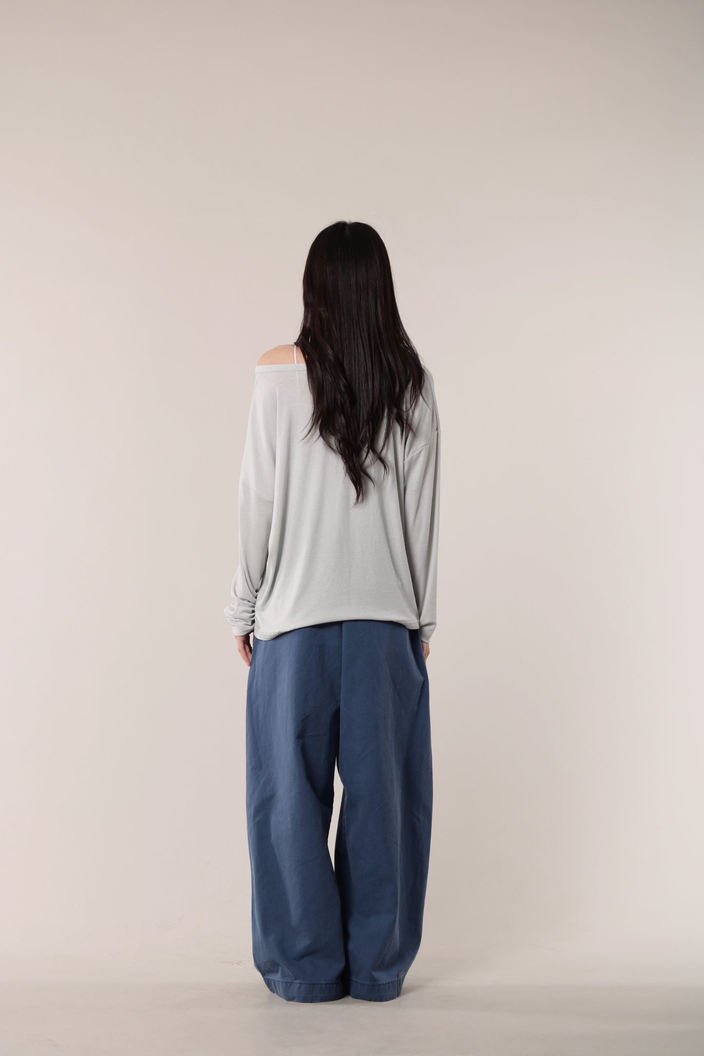 Lazy Button Long Tee (Mint Grey)