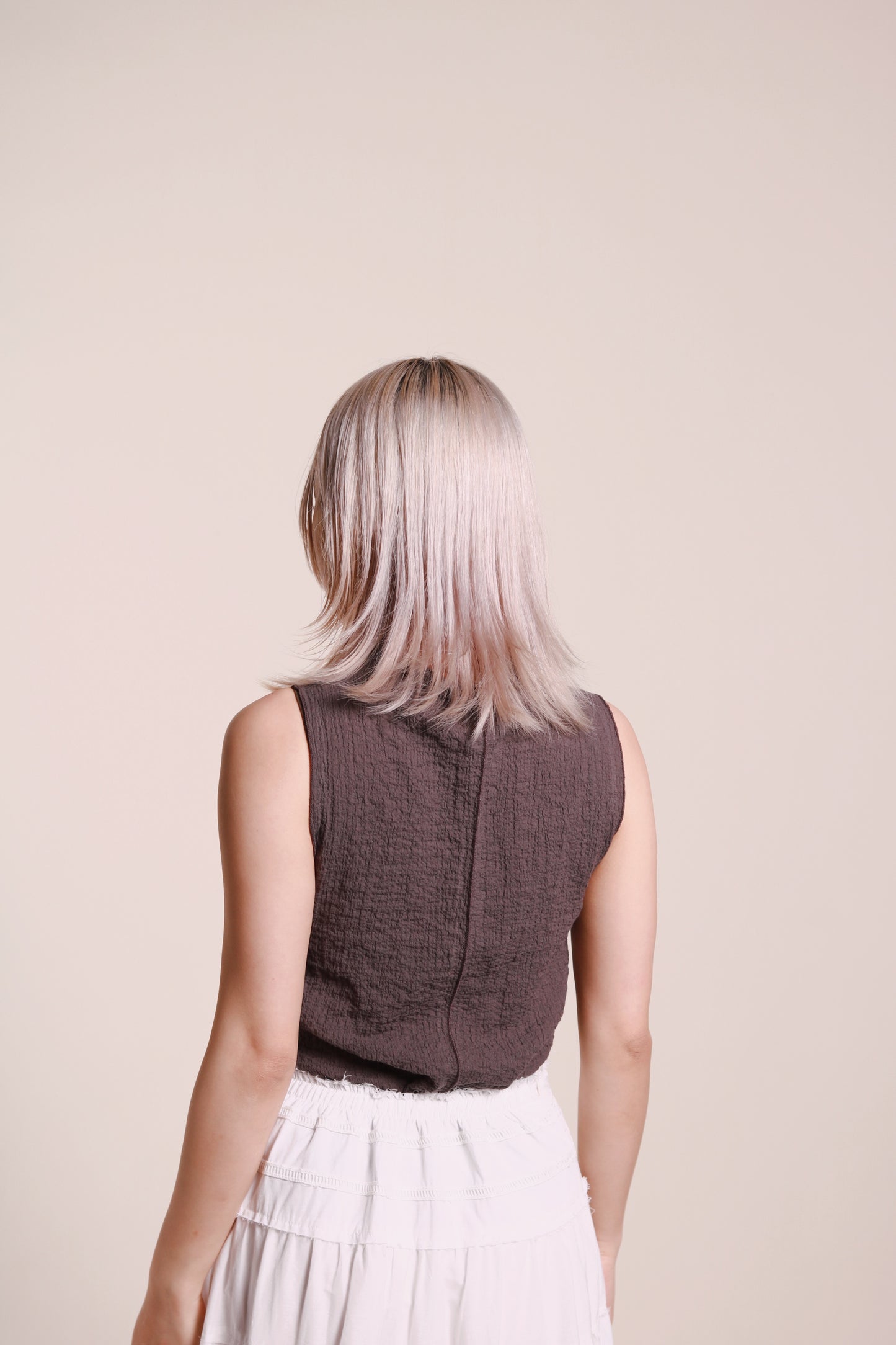 Ruffle Sleeveless Top (Charcoal)