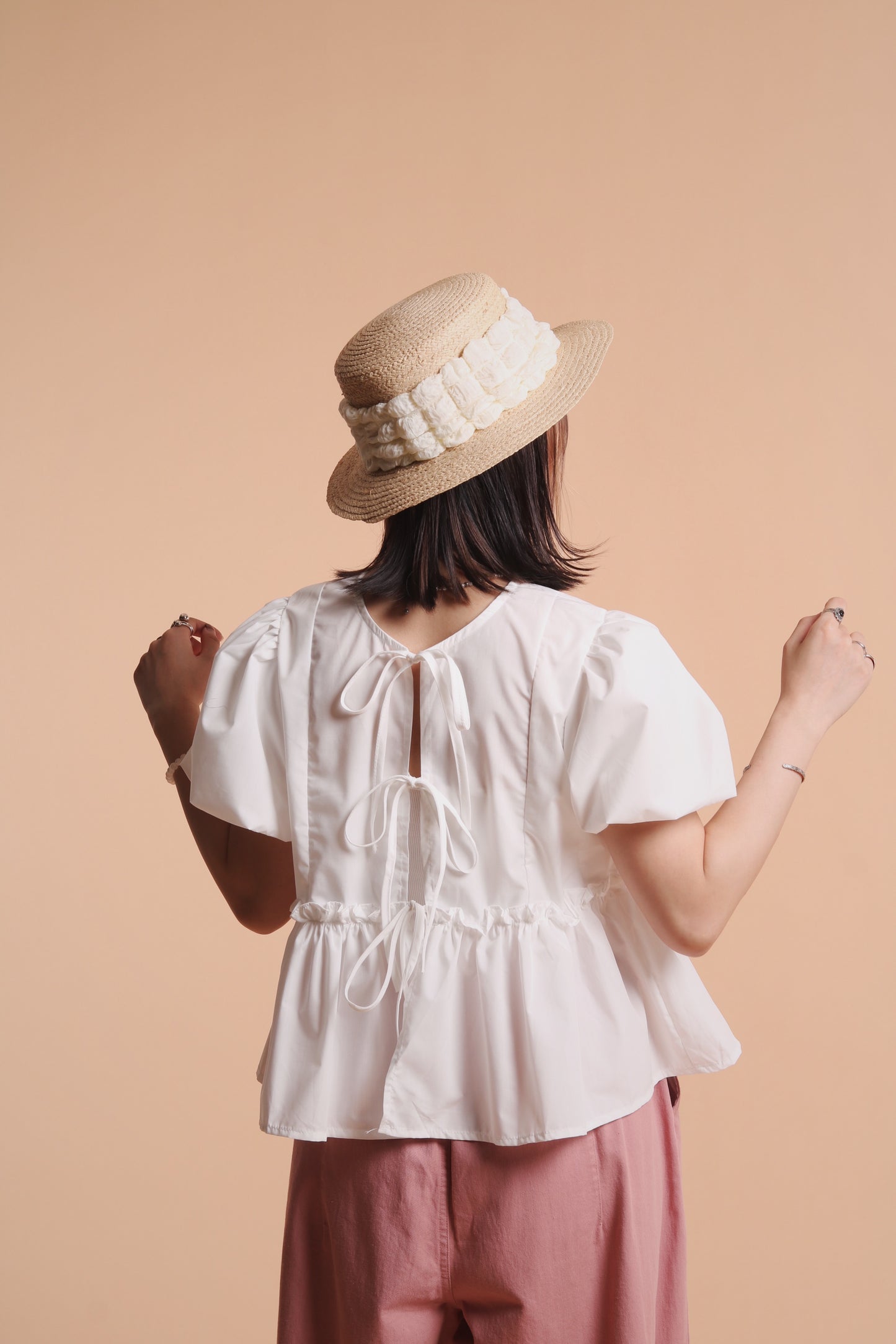 Bubble Straw Hat (Black/Ivory/Mustard)