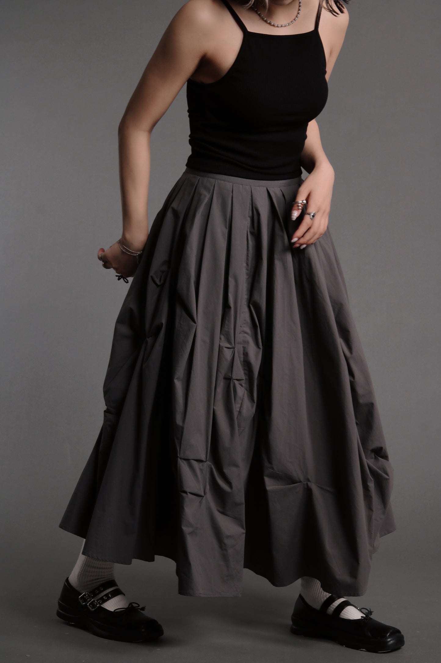 Doll Gathered Skirt (Charcoal)