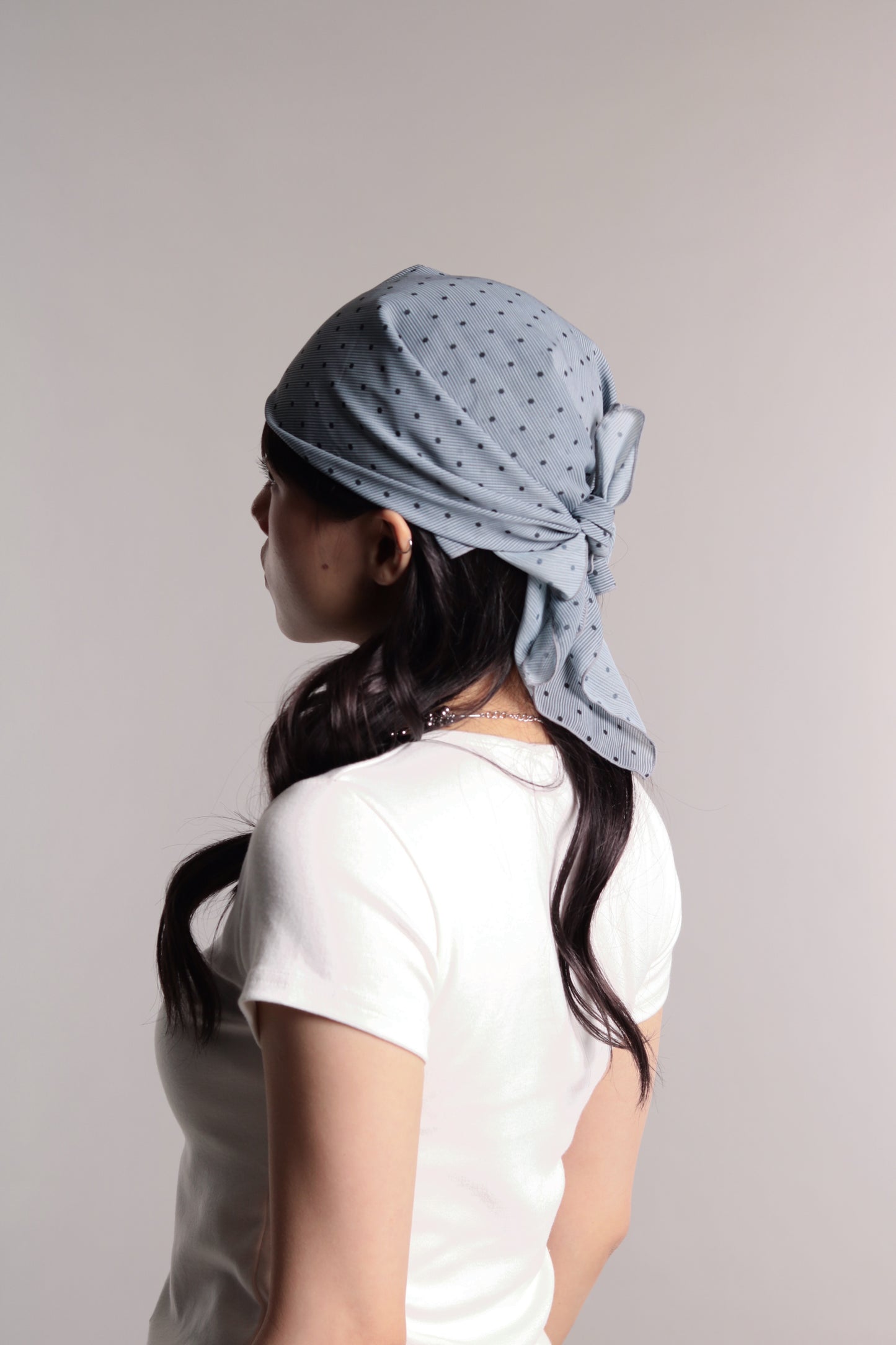 Polka Dot Scarf (Grey Blue)