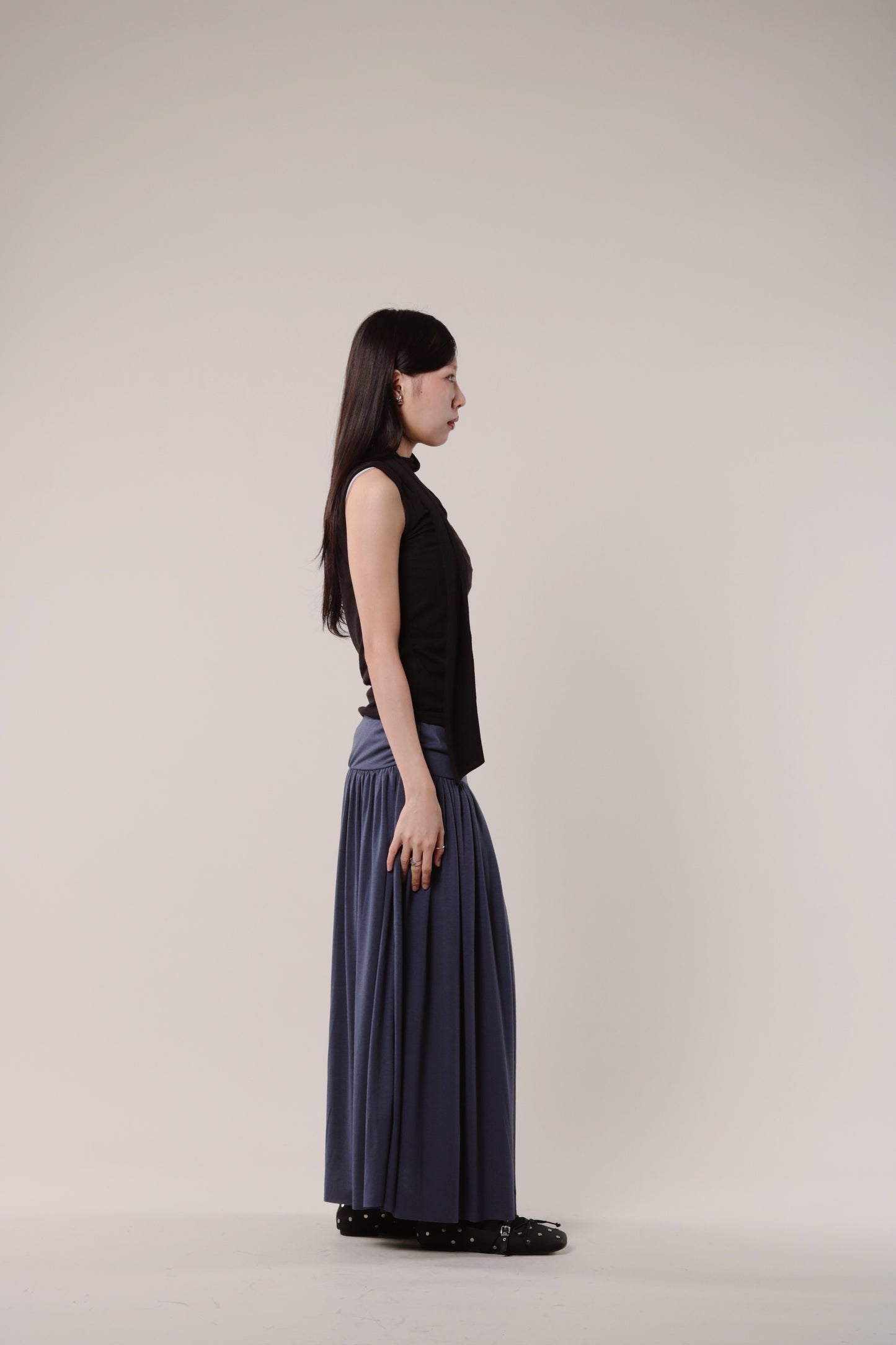 Linen Scarf Top (Black)