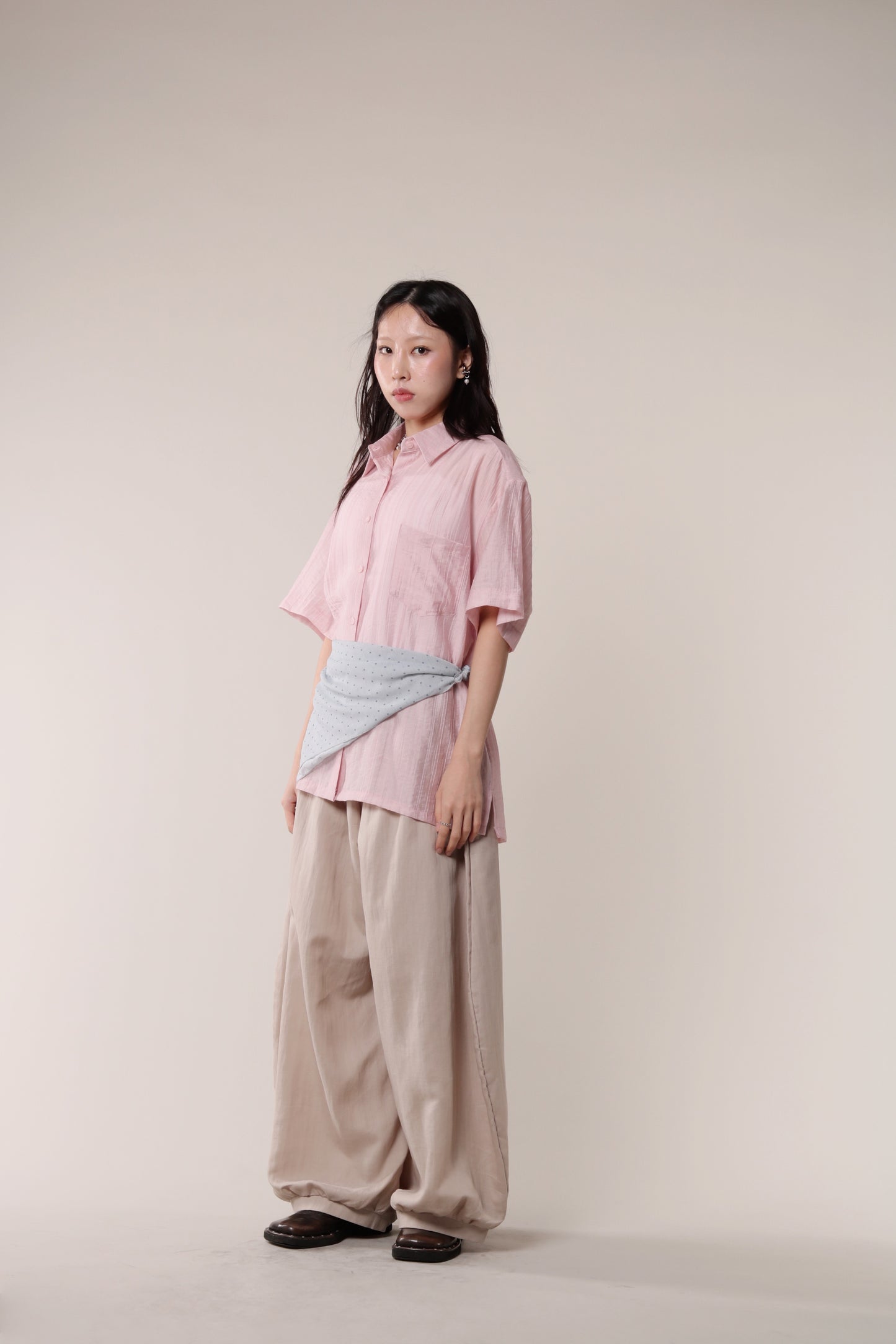 Linen Bubble Pants (Beige)