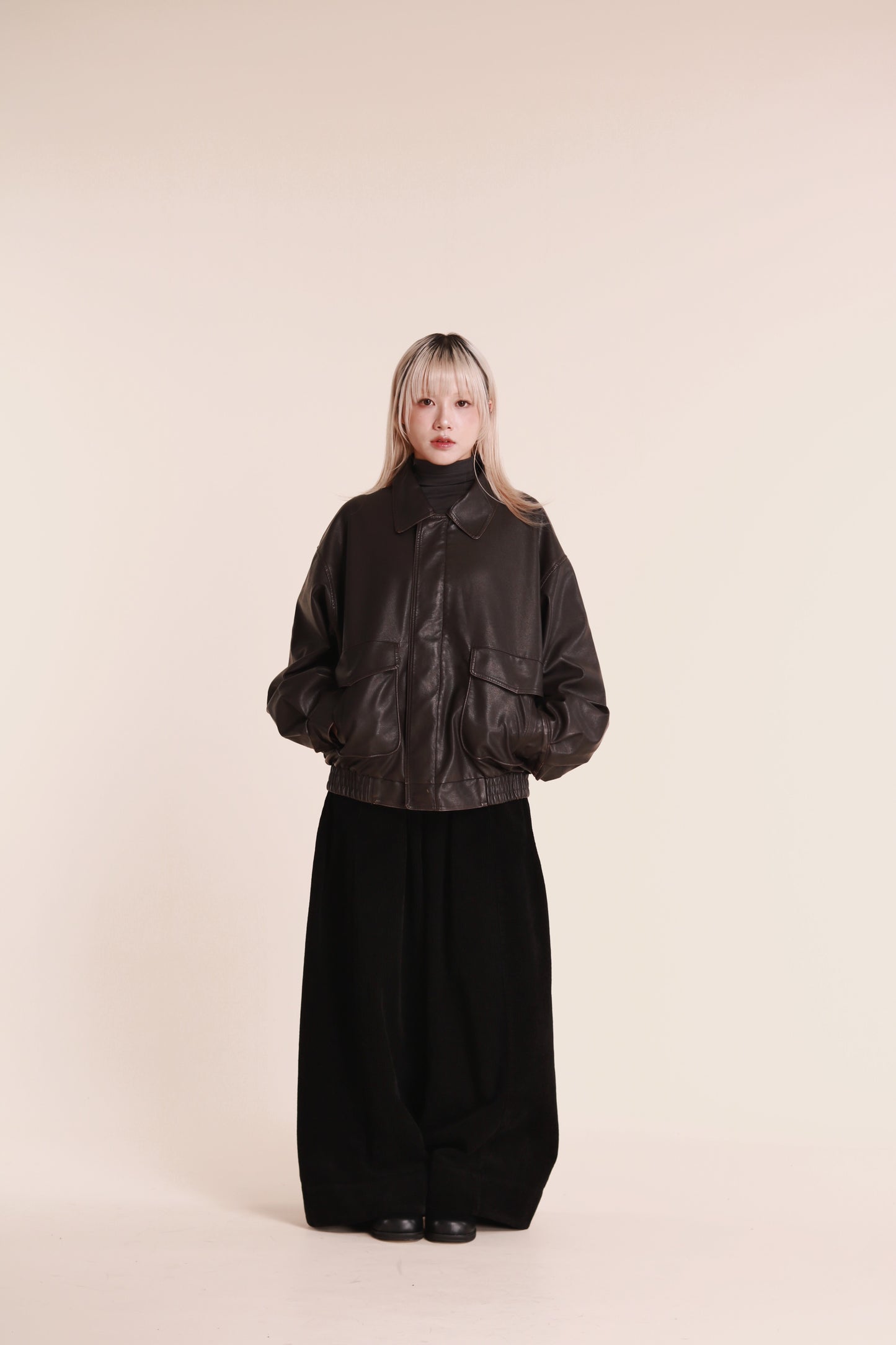 Corduroy Wide Pants (Black)