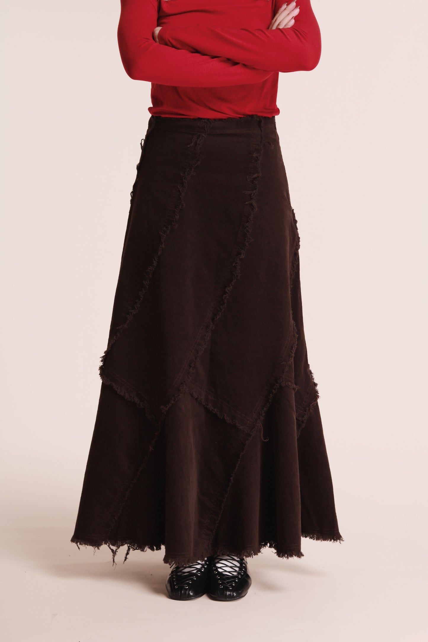 Frayed Mermaid Skirt (Brown)