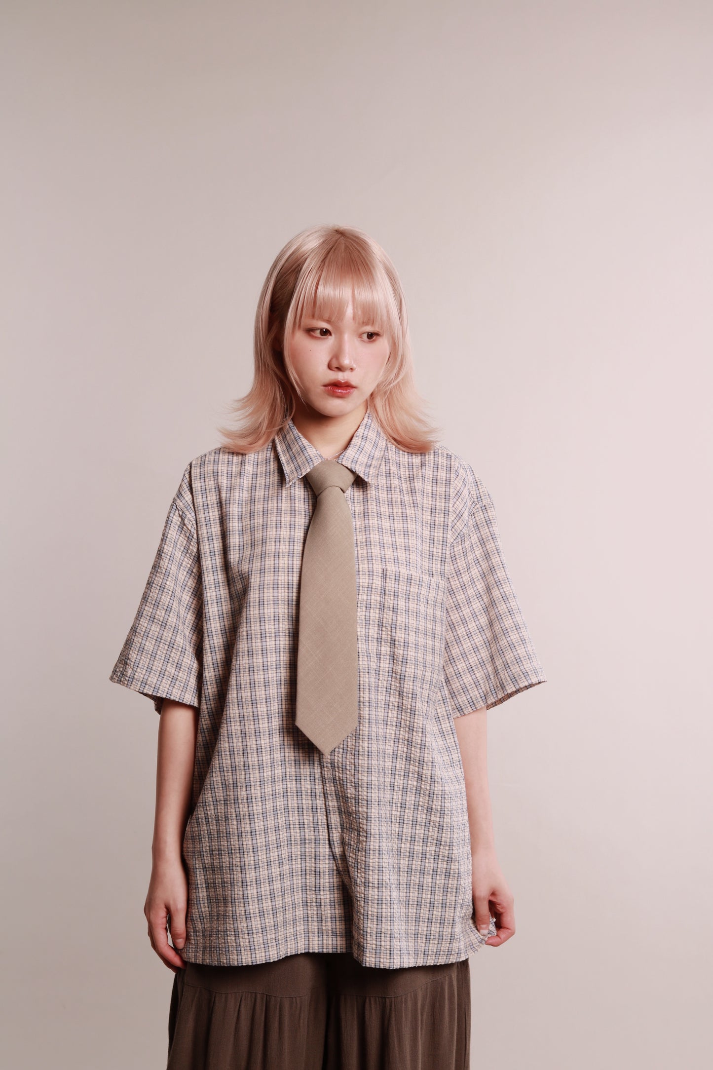 Plaid Loose Shirt (Blue)