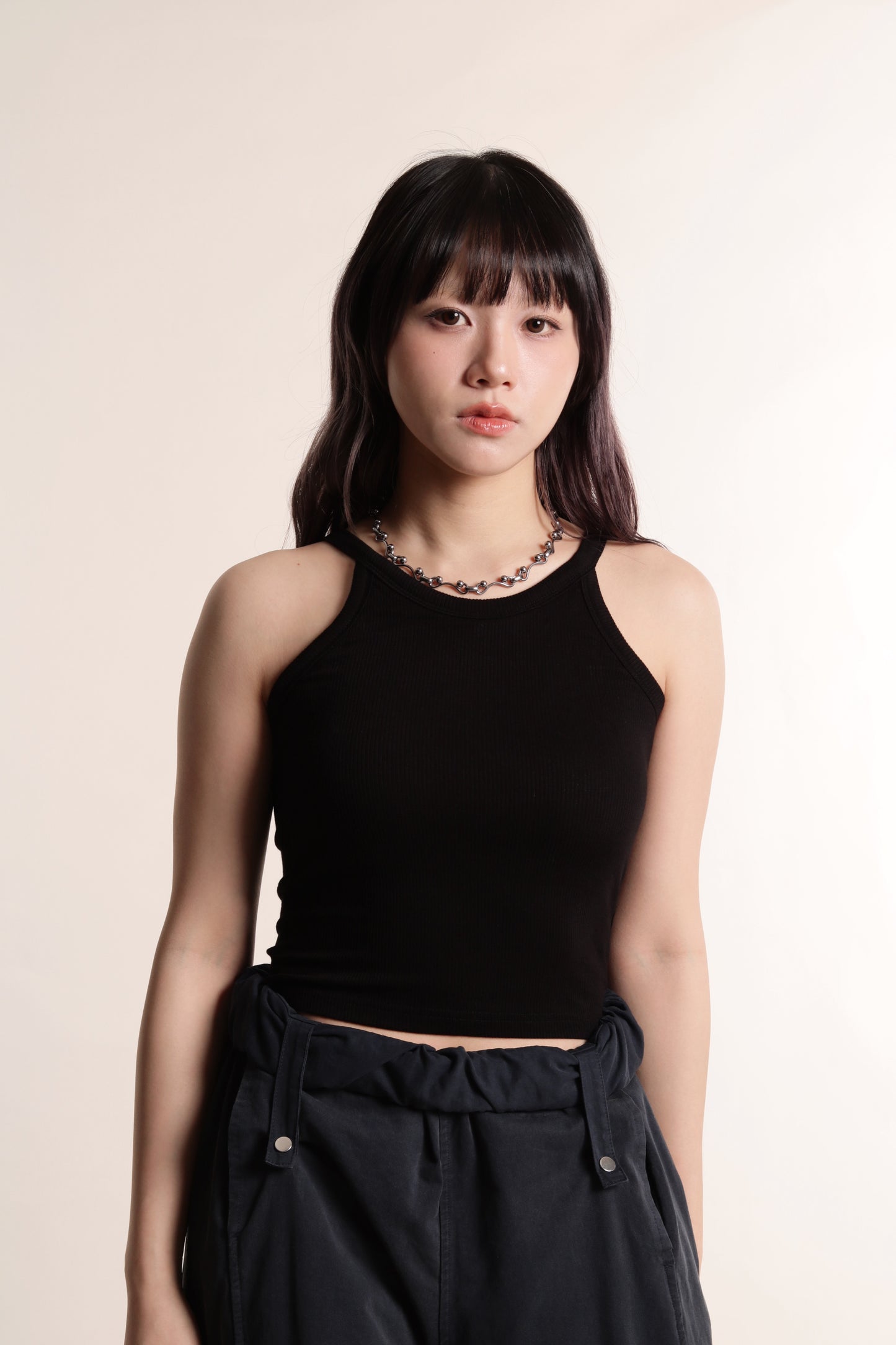 Ribbed Slim Bra Top (Black)