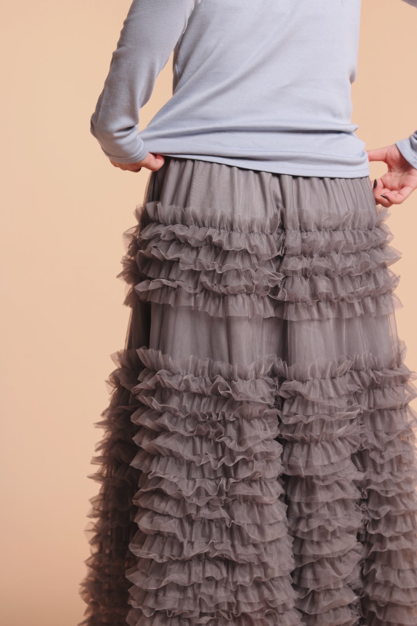 Doll Ruffle Lace Skirt (Grey)