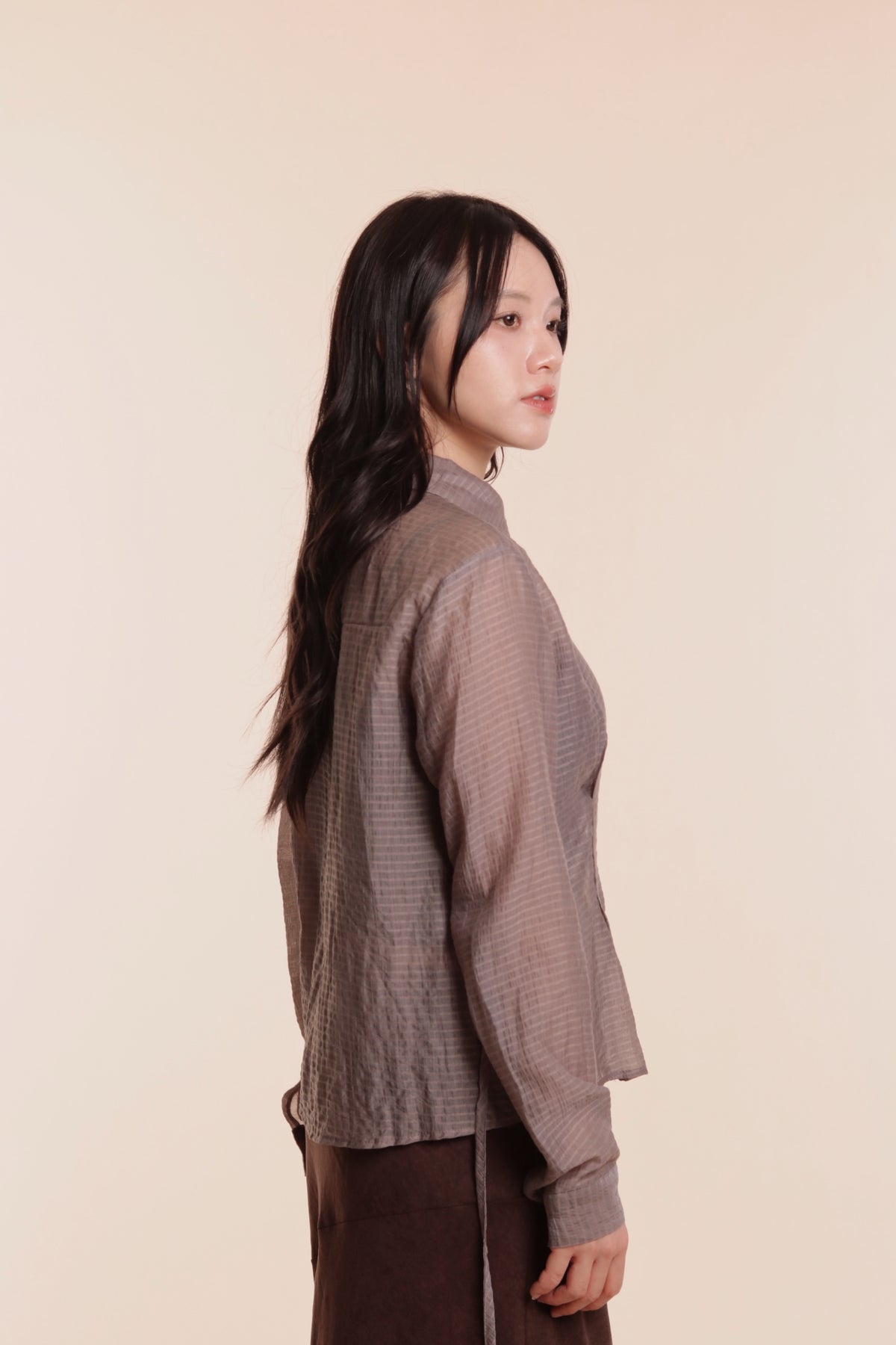 Checkered See Through Shirt (Brown)