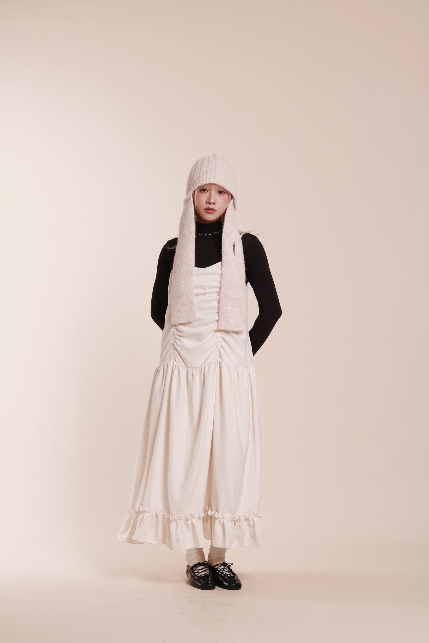 Doll Knit Scarf Flight Cap (Ivory)