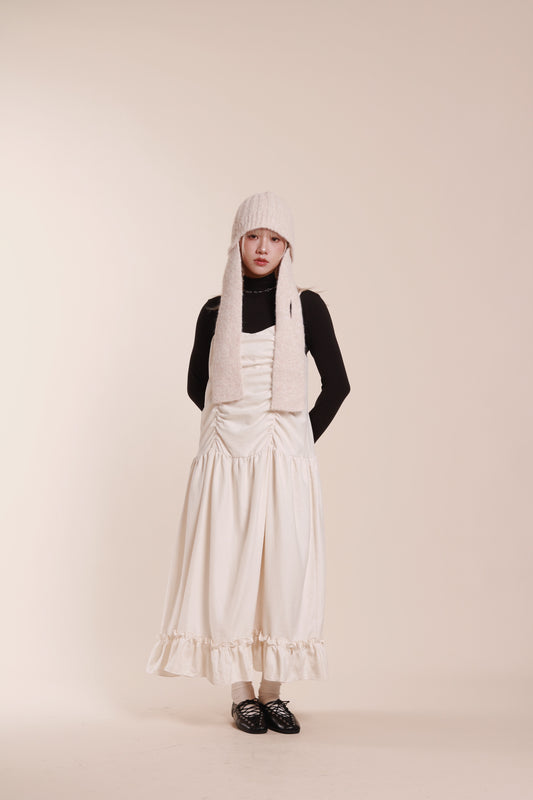 Doll Gathered Ruffle Dress (Ivory)