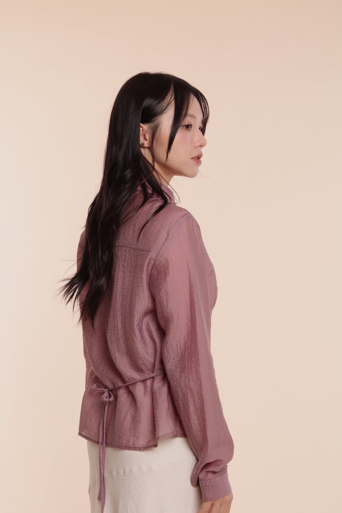 Checkered See Through Shirt (Pink)