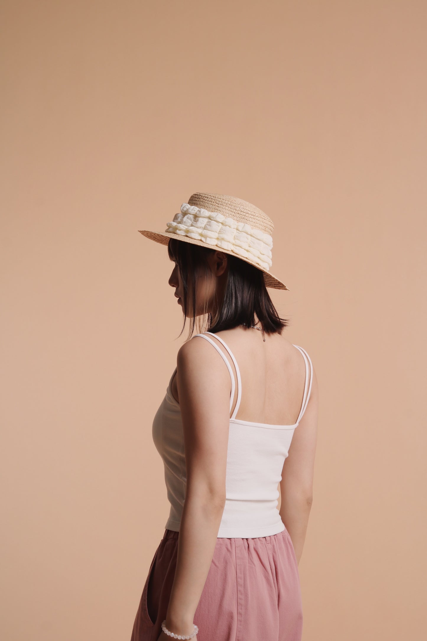 Bubble Straw Hat (Black/Ivory/Mustard)