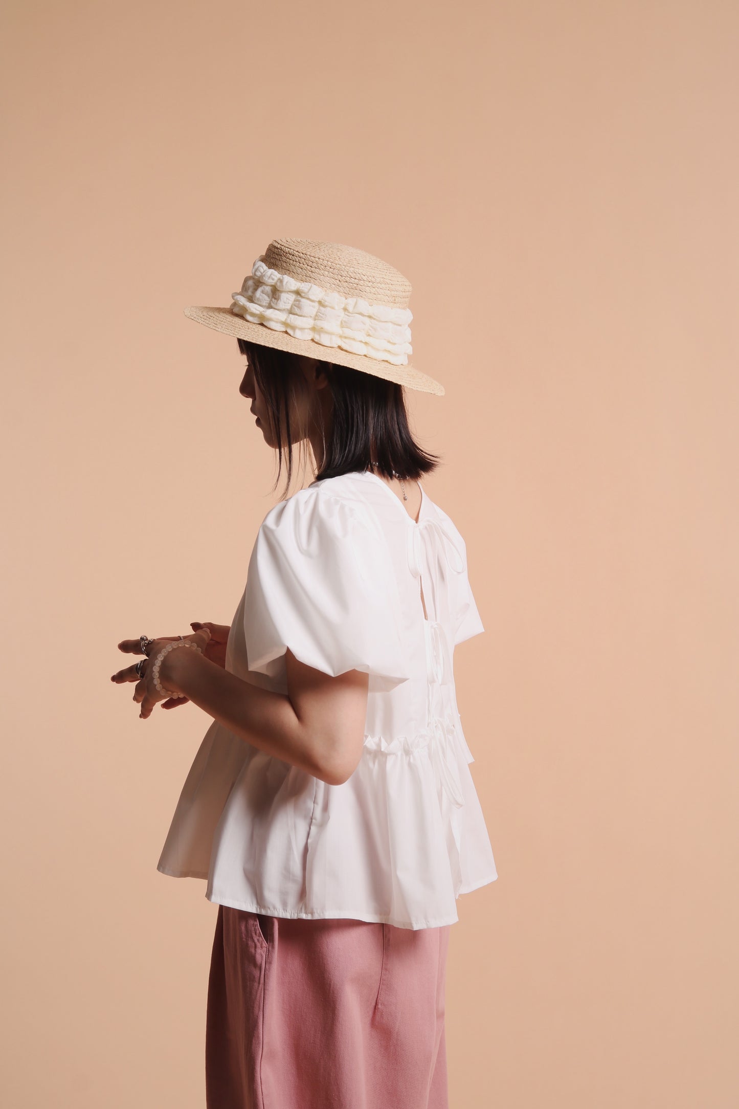 Bubble Straw Hat (Black/Ivory/Mustard)