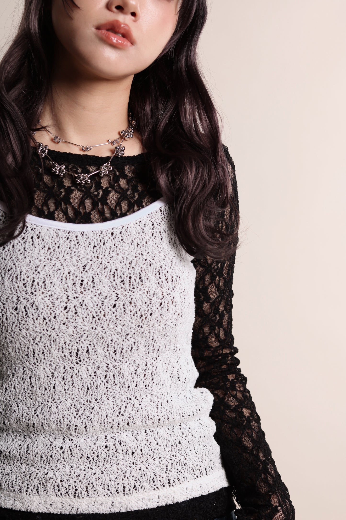 Lace Long Sleeve Top (Black)