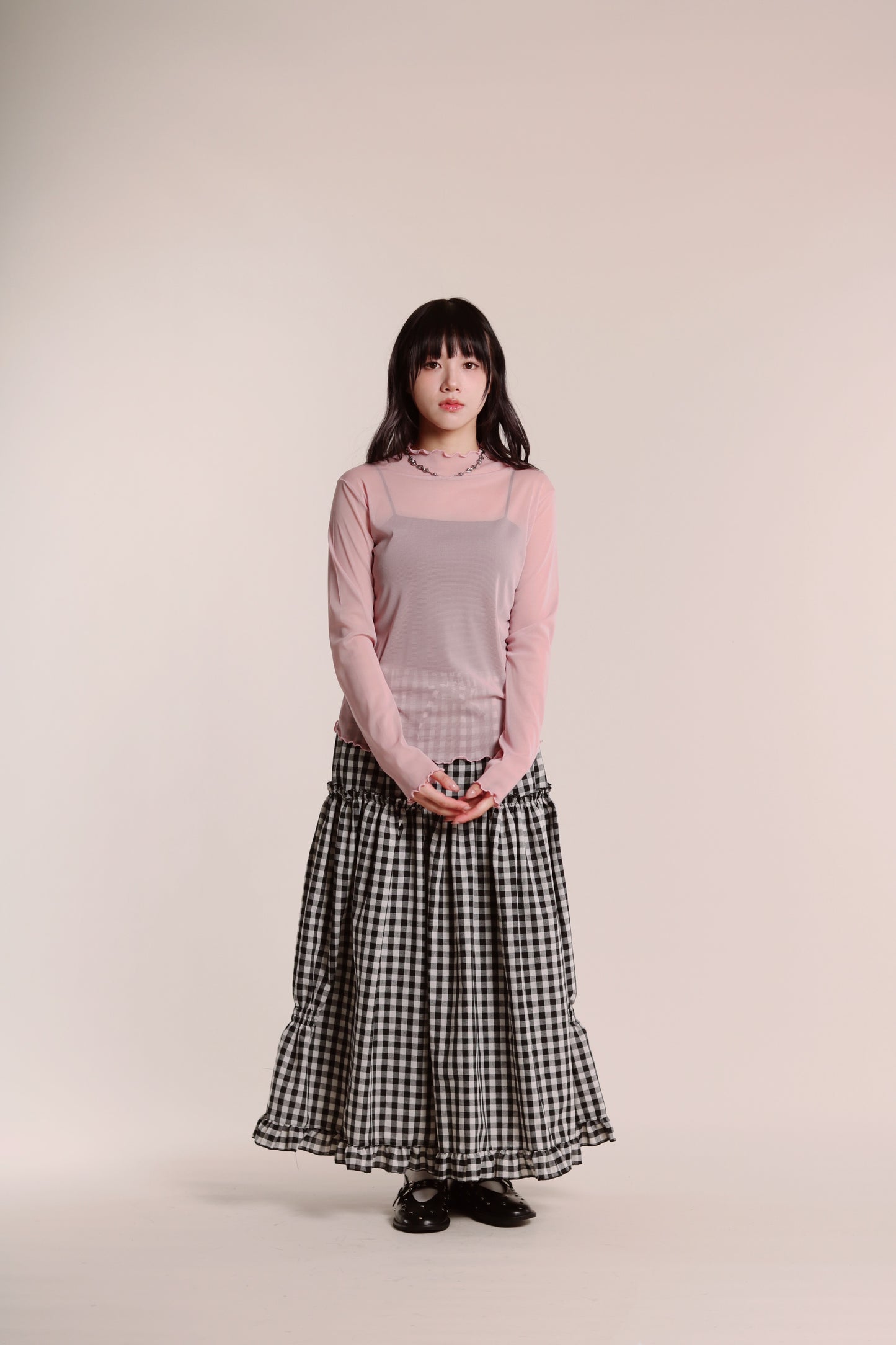 Ruffle See Through Top (Pink)