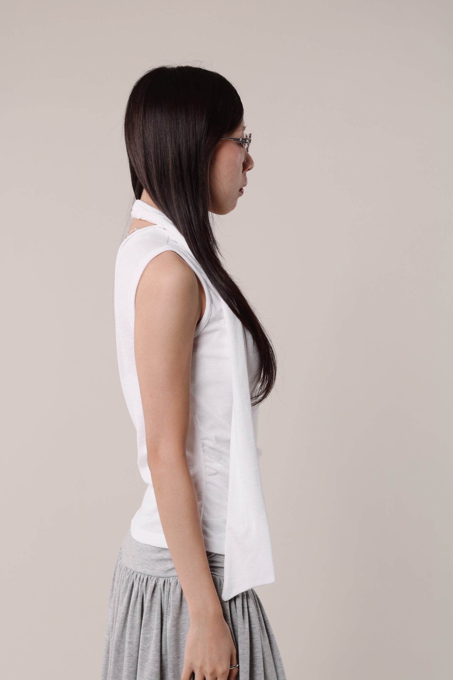 Linen Scarf Top (White)