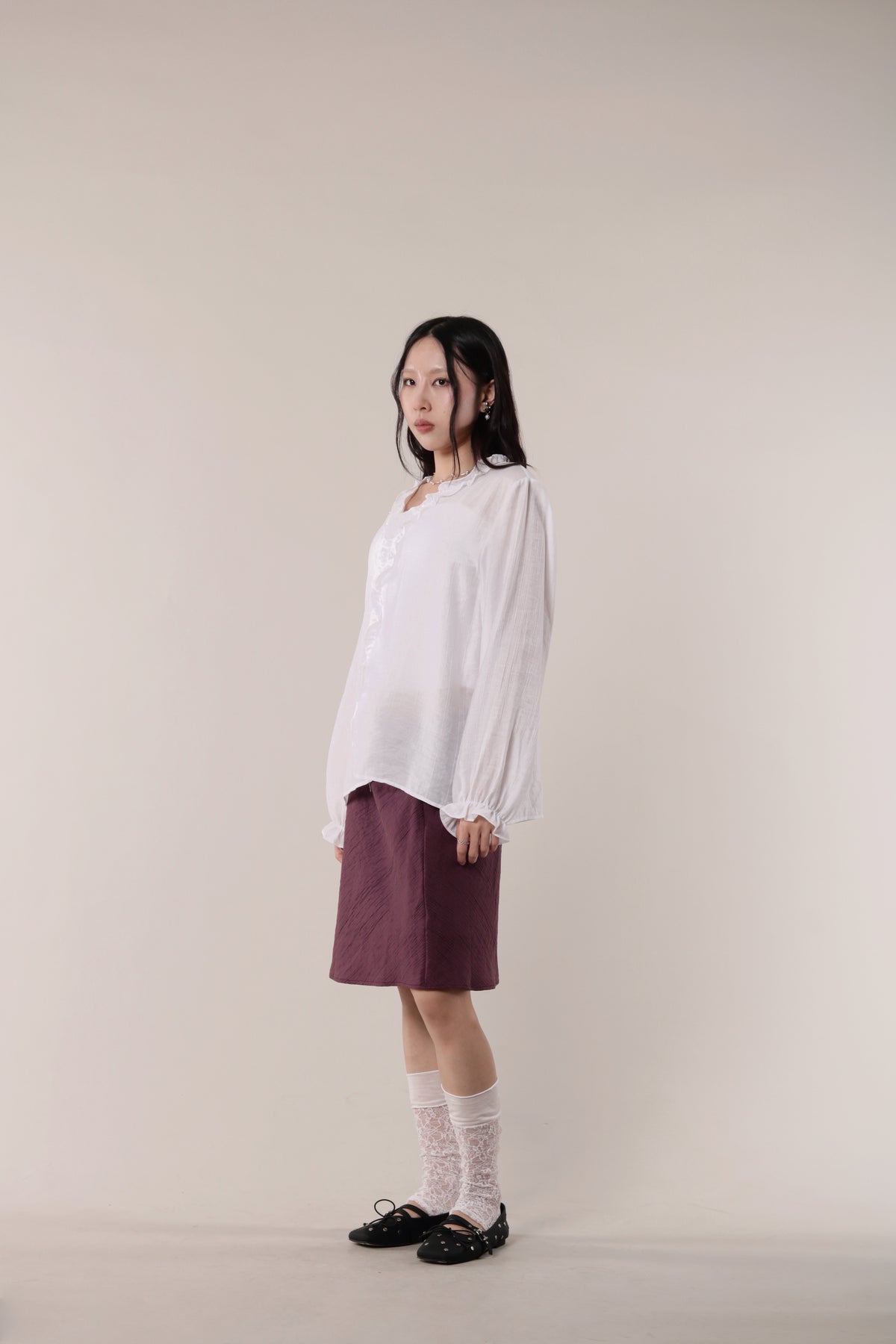 Retro Ruffle Shirt (White)