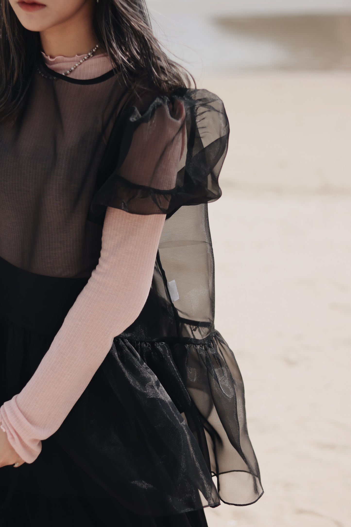 Doll Puff Sleeve Blouse (Black)