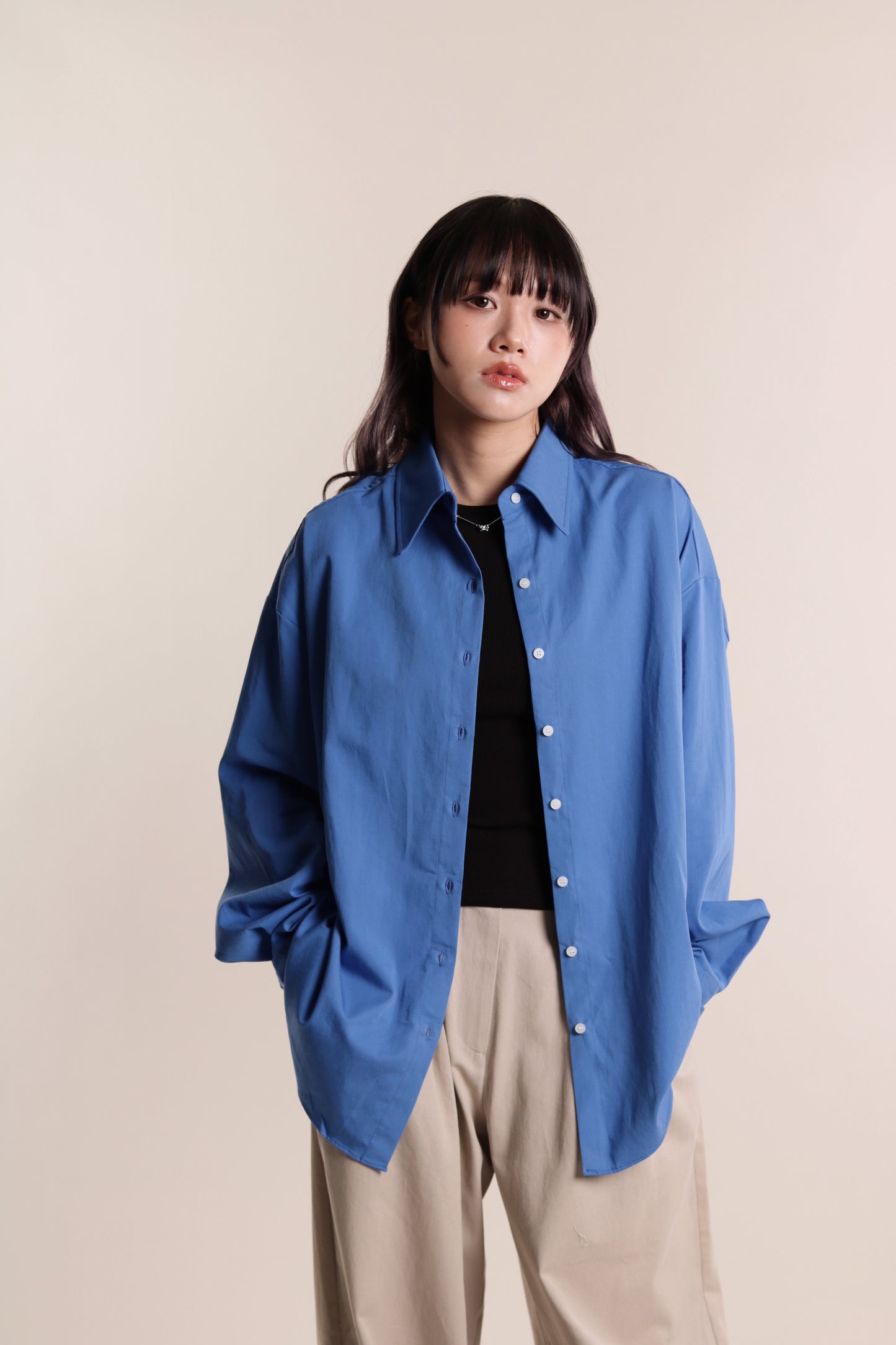 Oversized Boyfriend Shirt (Blue)