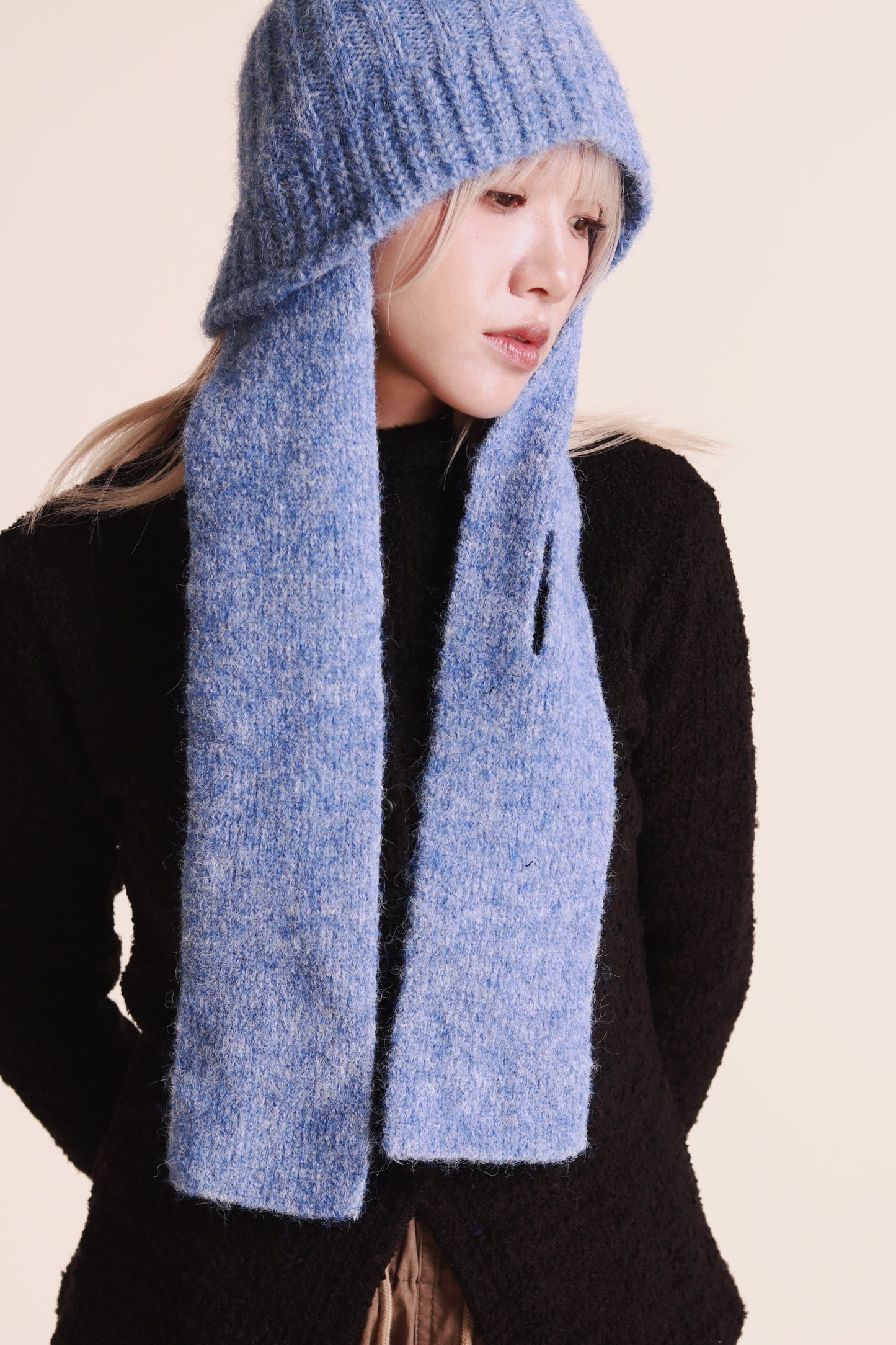 Doll Knit Scarf Flight Cap (Blue)