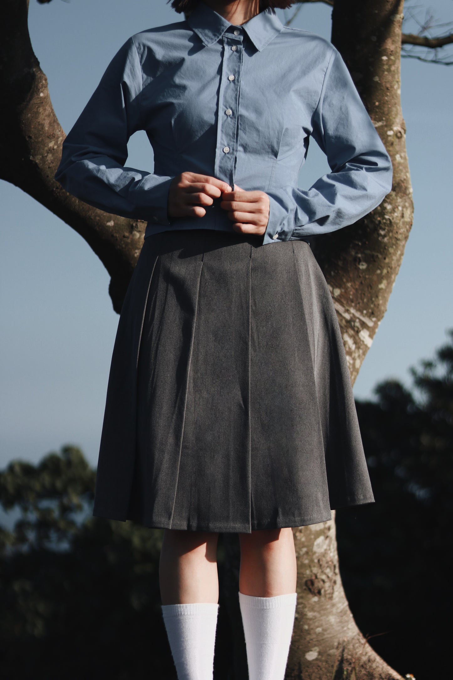 Doll Pleated Mini Skirt (Grey)