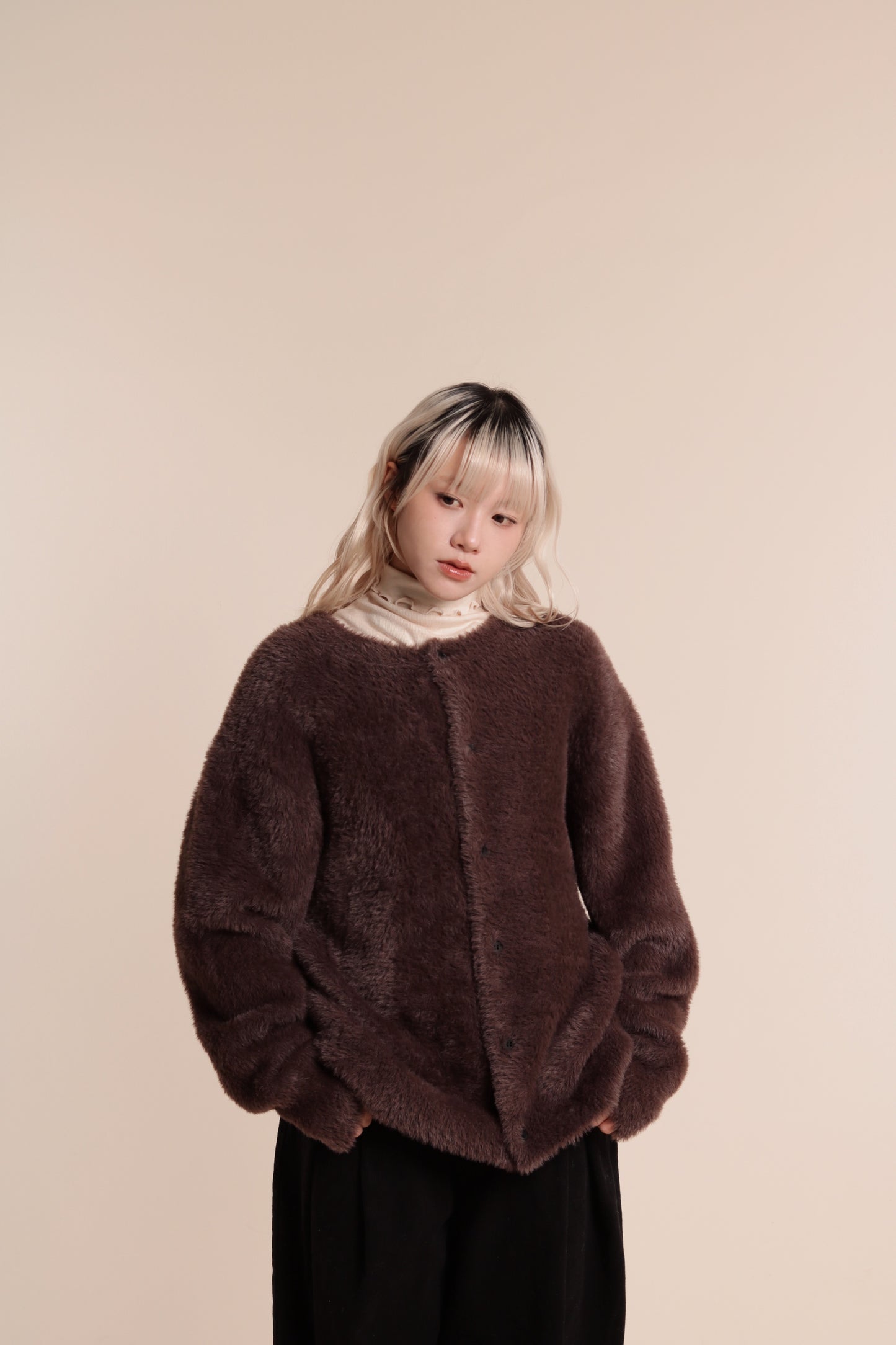 Fluffy Cardigan (Brown)