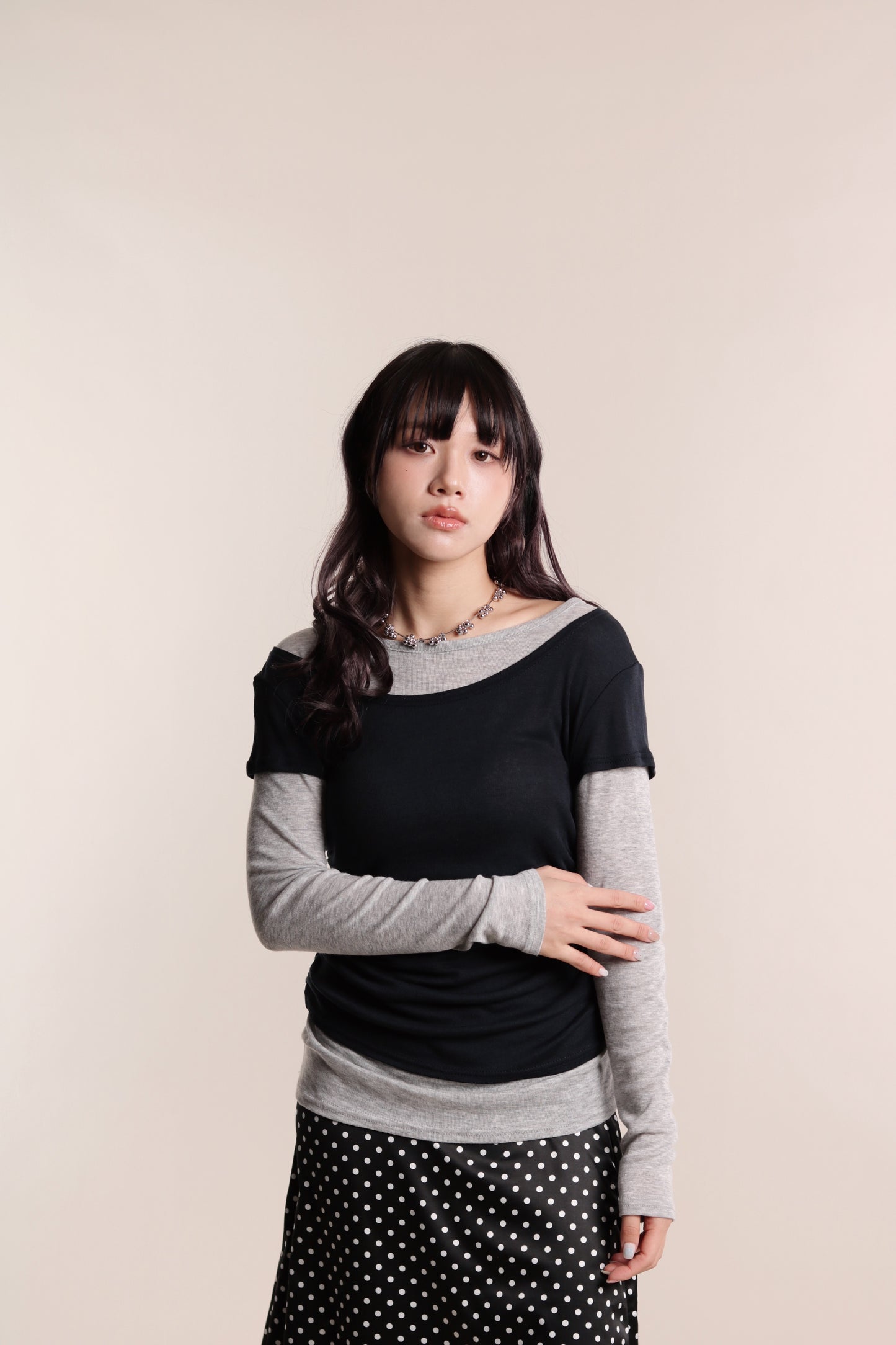 Mila Layered Top (Grey)