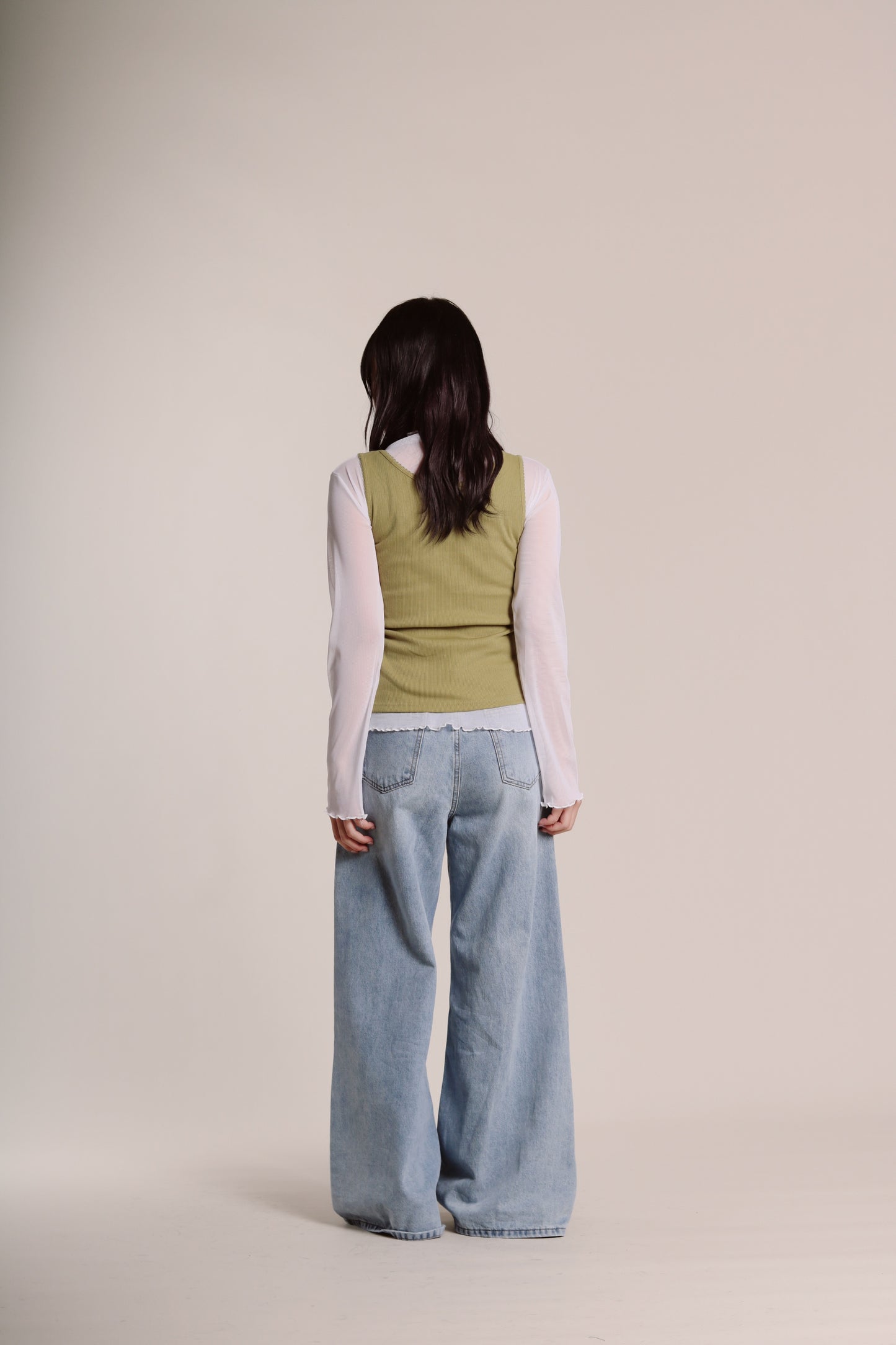 Ruffle See Through Top (White)