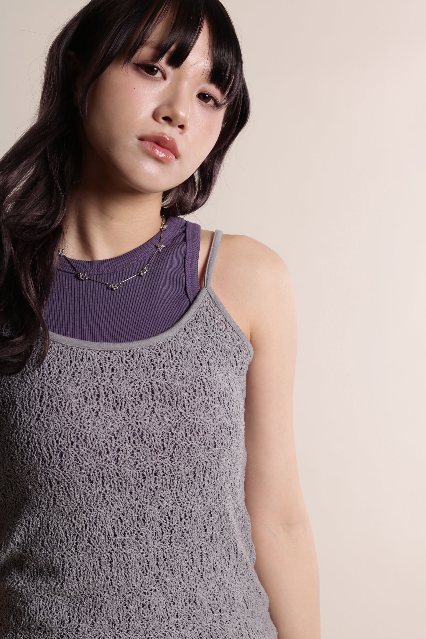 Mesh Sleeveless Top (Grey)