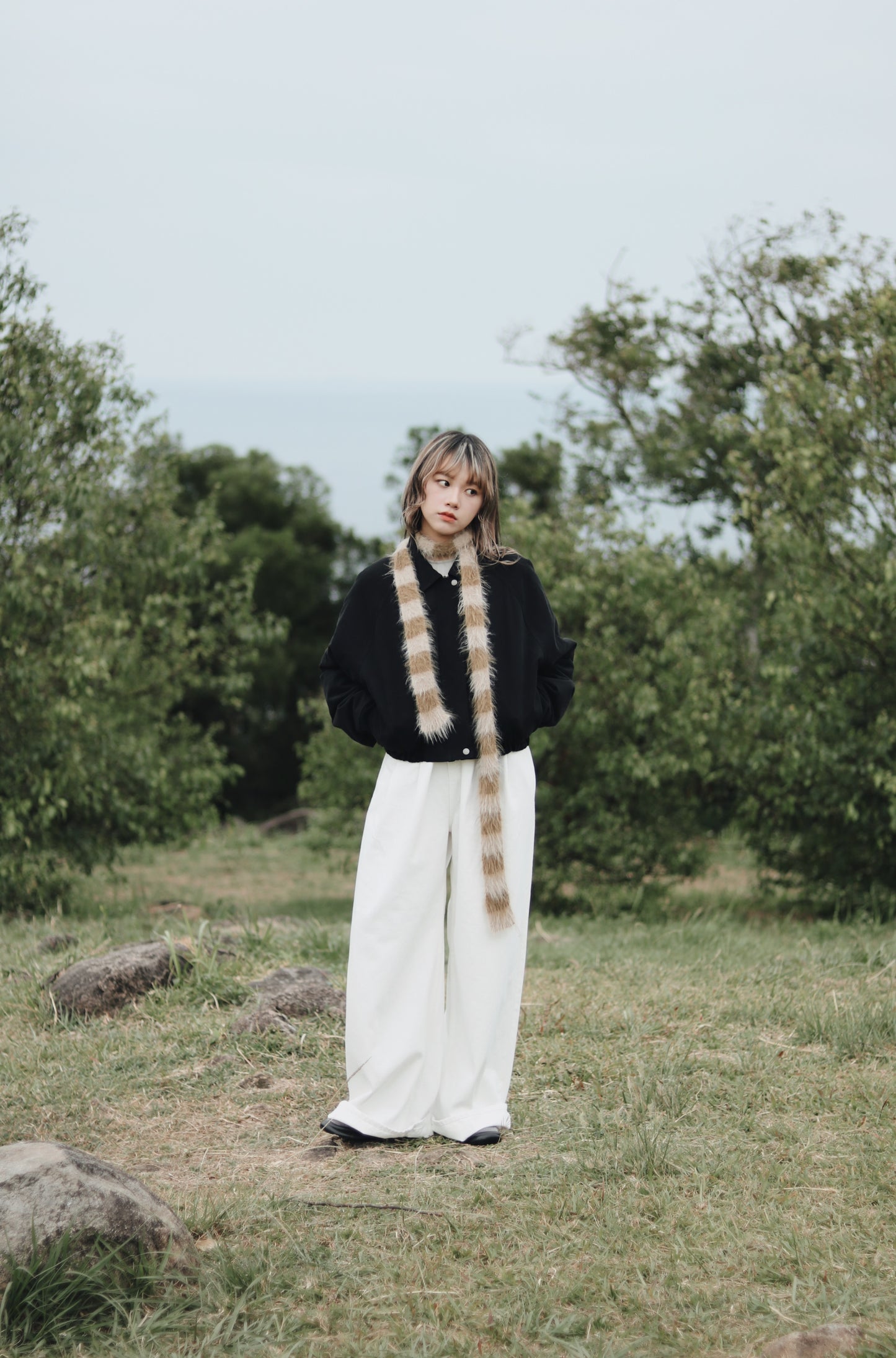 Cropped Blouson Jacket (Black)