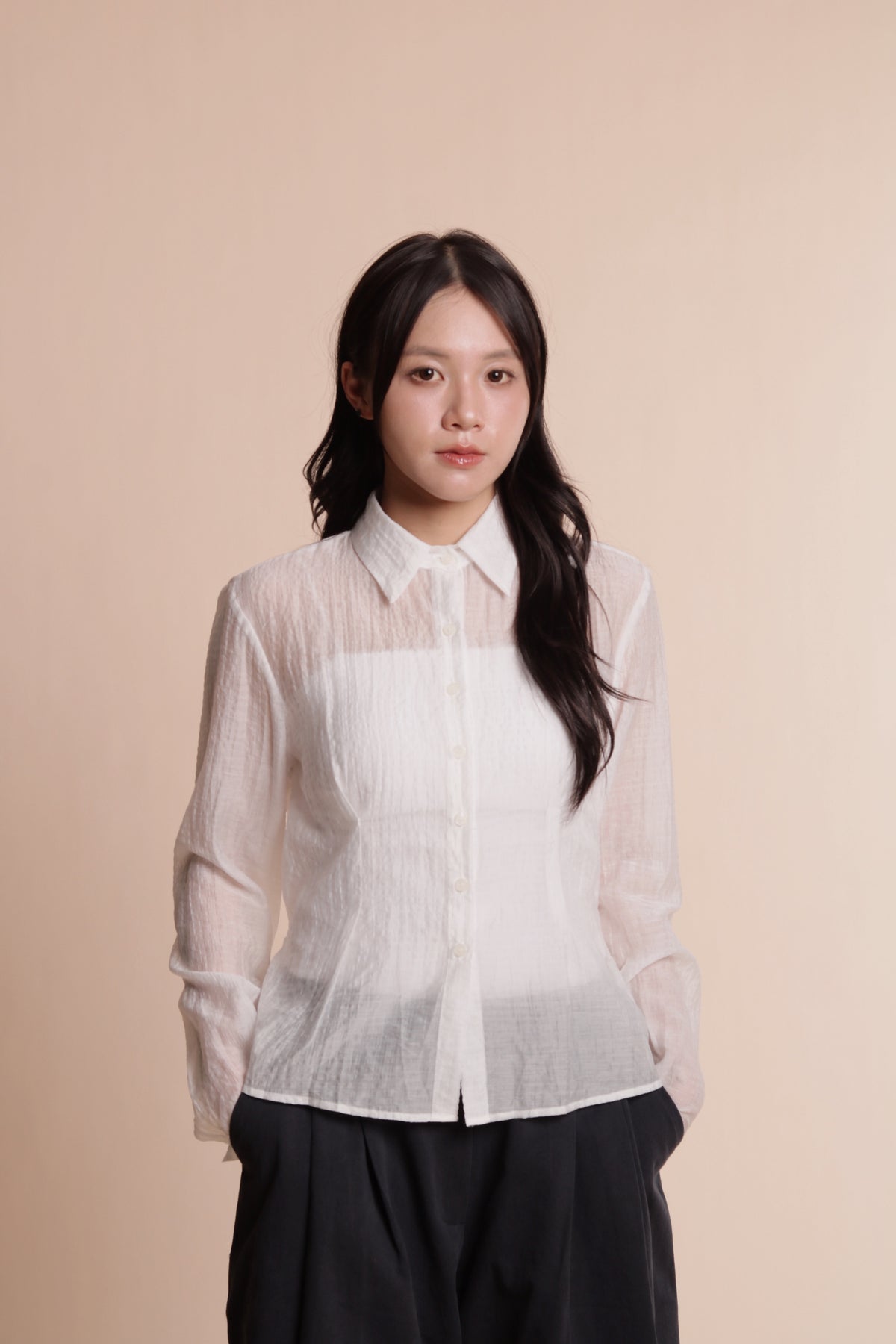 Checkered See Through Shirt (White)