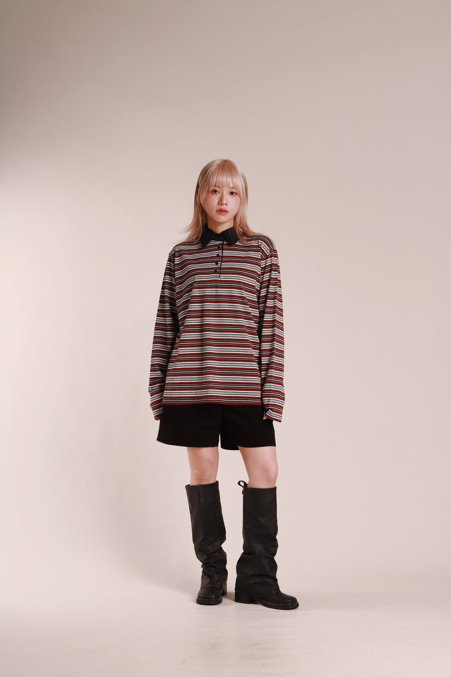 Striped Polo Top (Wine)