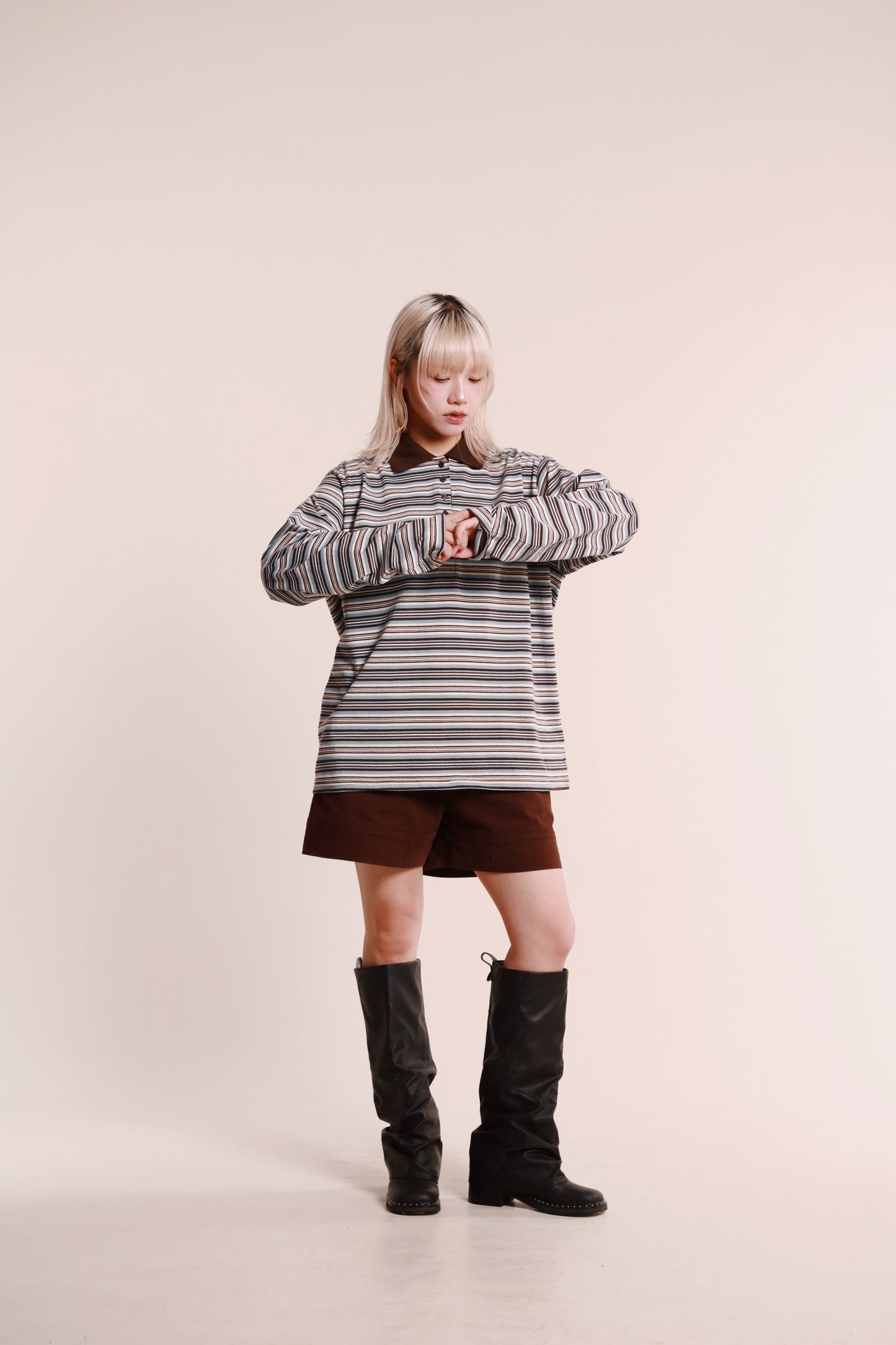 Striped Polo Top 2 (Blue)