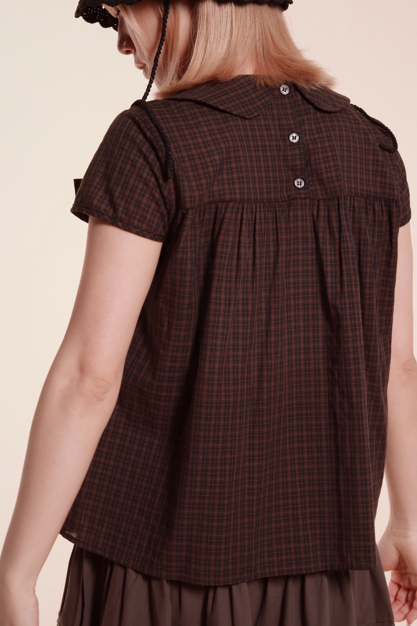 Doll Bow Blouse (Brown)