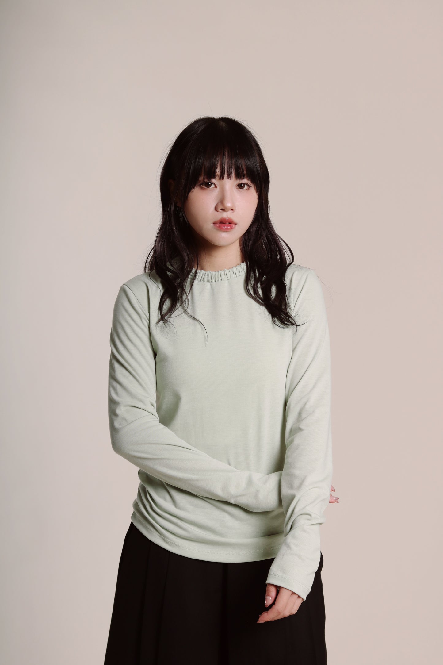 Soft Gathered Neck Top (Matcha)