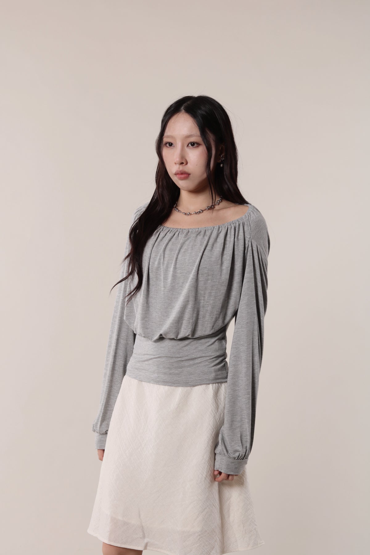 Luna Gathered Top (Grey)