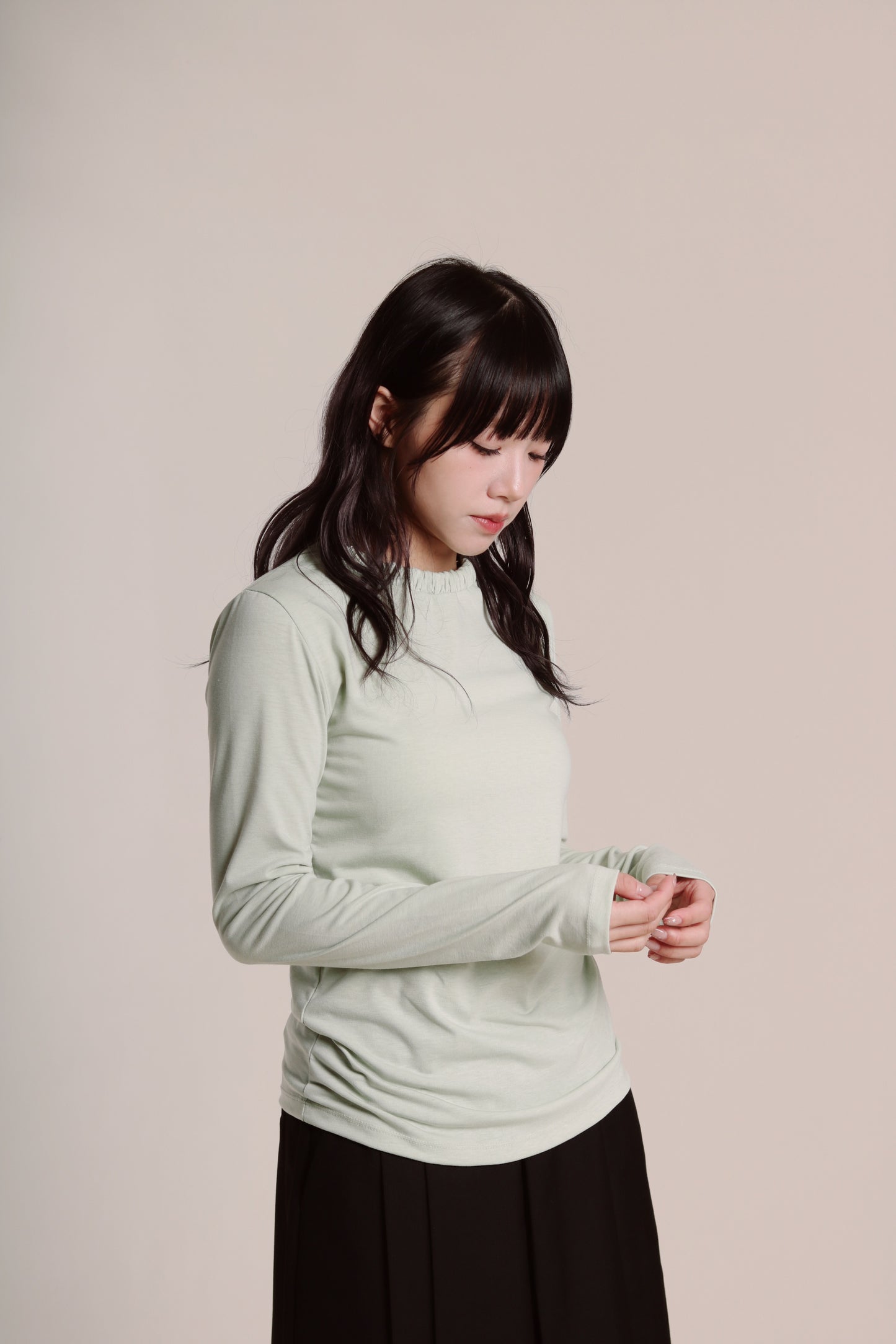 Soft Gathered Neck Top (Matcha)